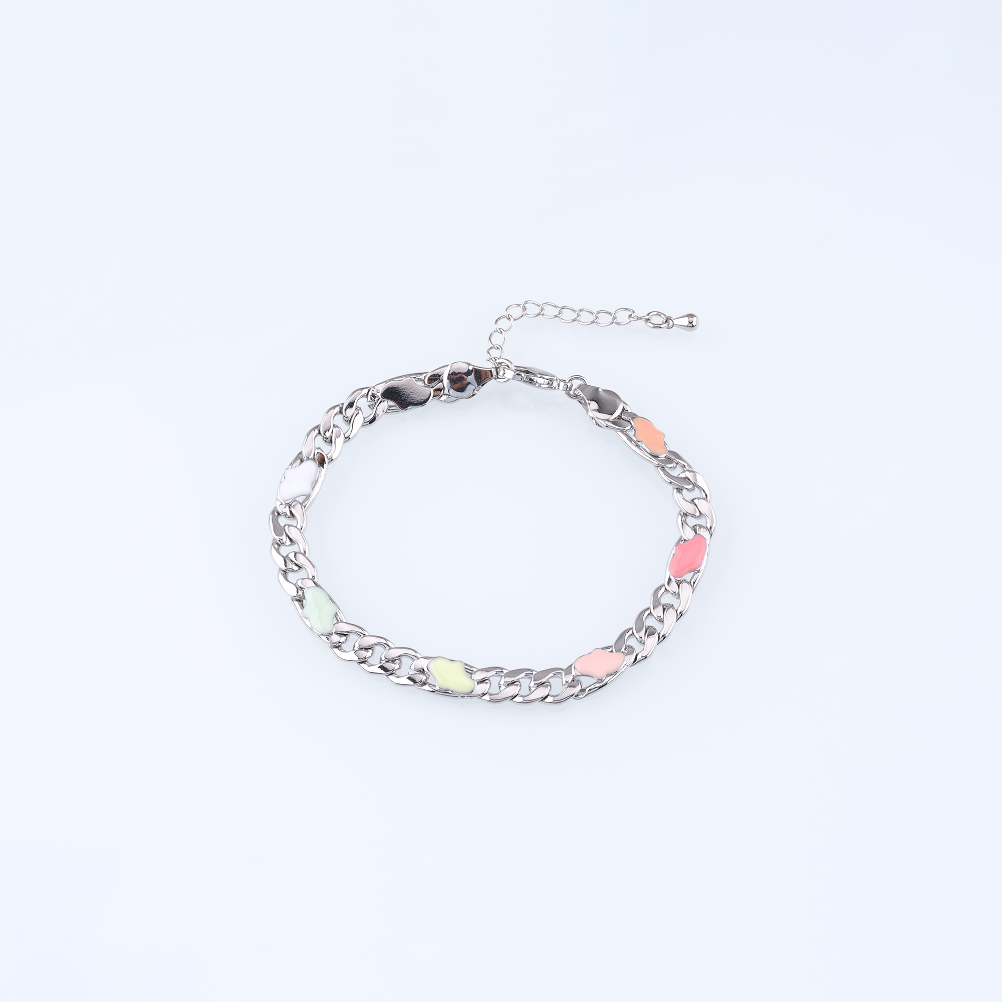 18K Gold Filled Cuban Chain Bracelet,Enamel Bracelet,Gold Chain Bracelet,Ladies Bracelet,Gift For Her