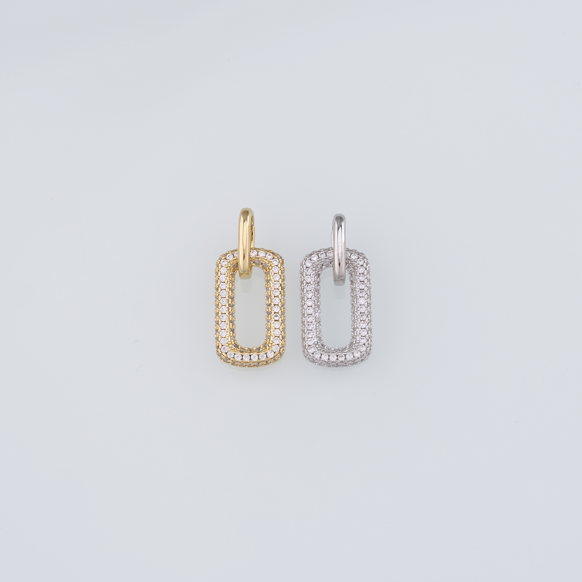 18K Gold Filled Oval Pendant,CZ Micro Pave Oval Charm Earrings Necklace for DIY Jewelry Making Supply