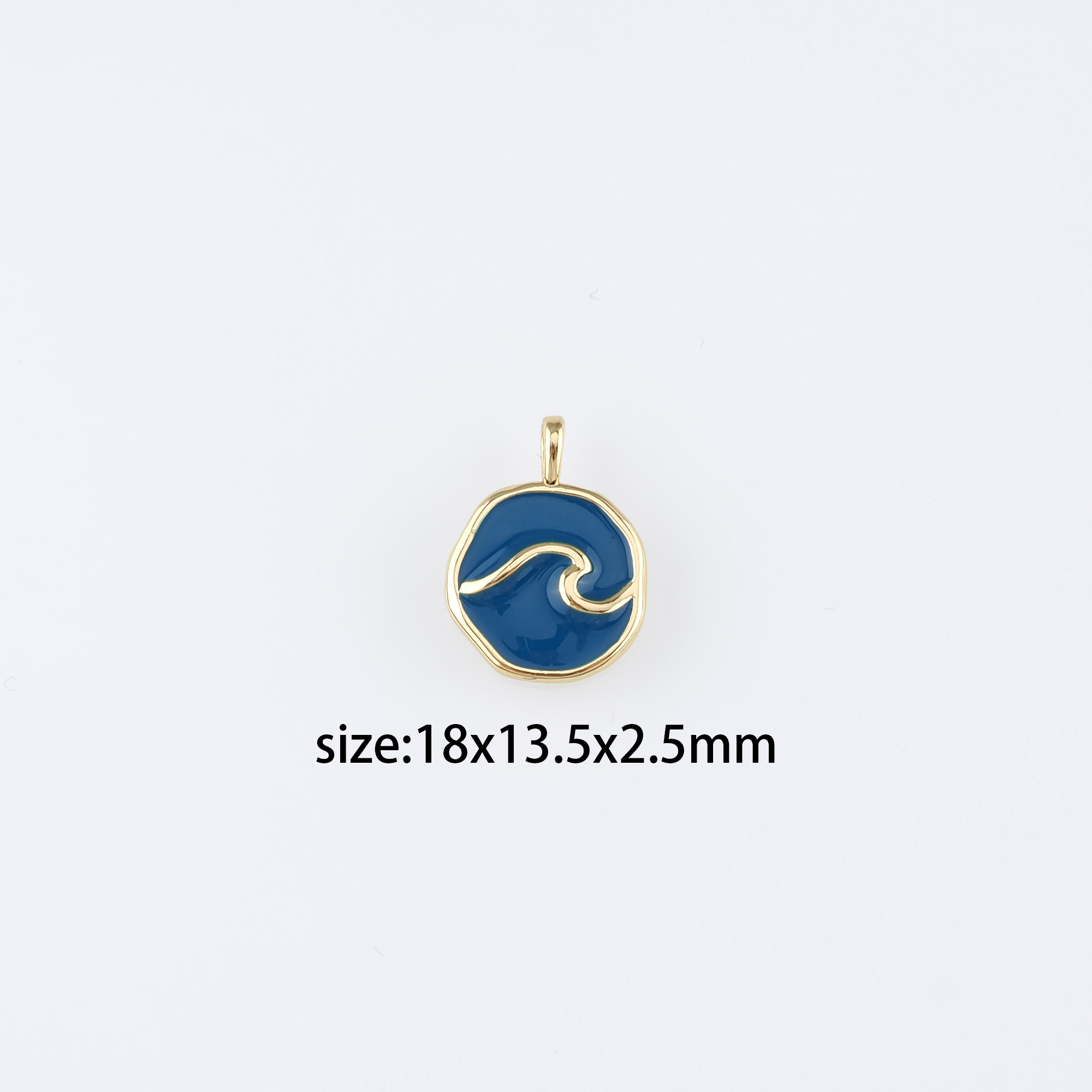 18K Gold Filled Water Pendant,Enamel Element Charm Earrings Necklace for DIY Jewelry Making Supply