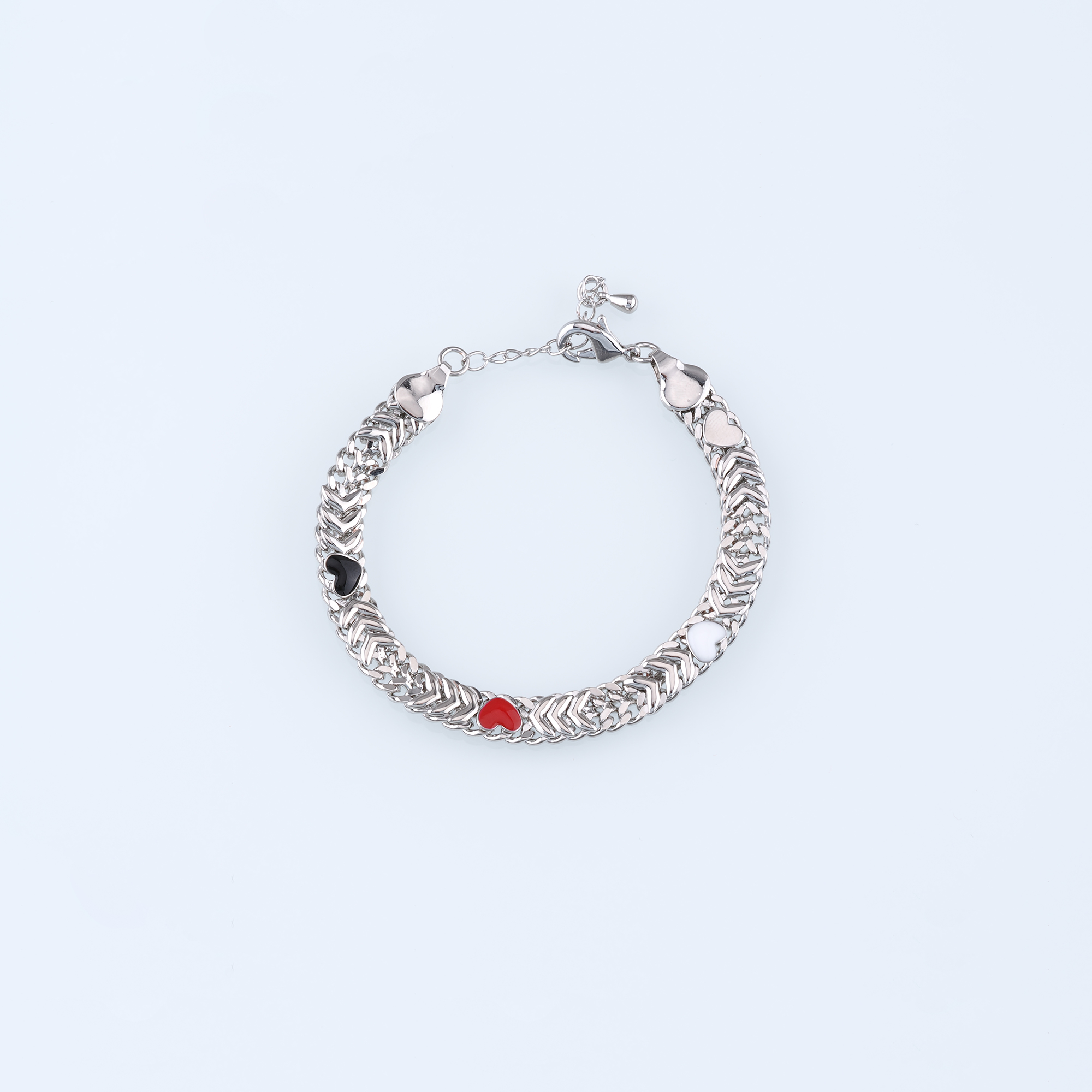 18K Gold Filled Heart Chain Bracelet,Enamel Bracelet,Gold Chain Bracelet,Ladies Bracelet,Gift For Her