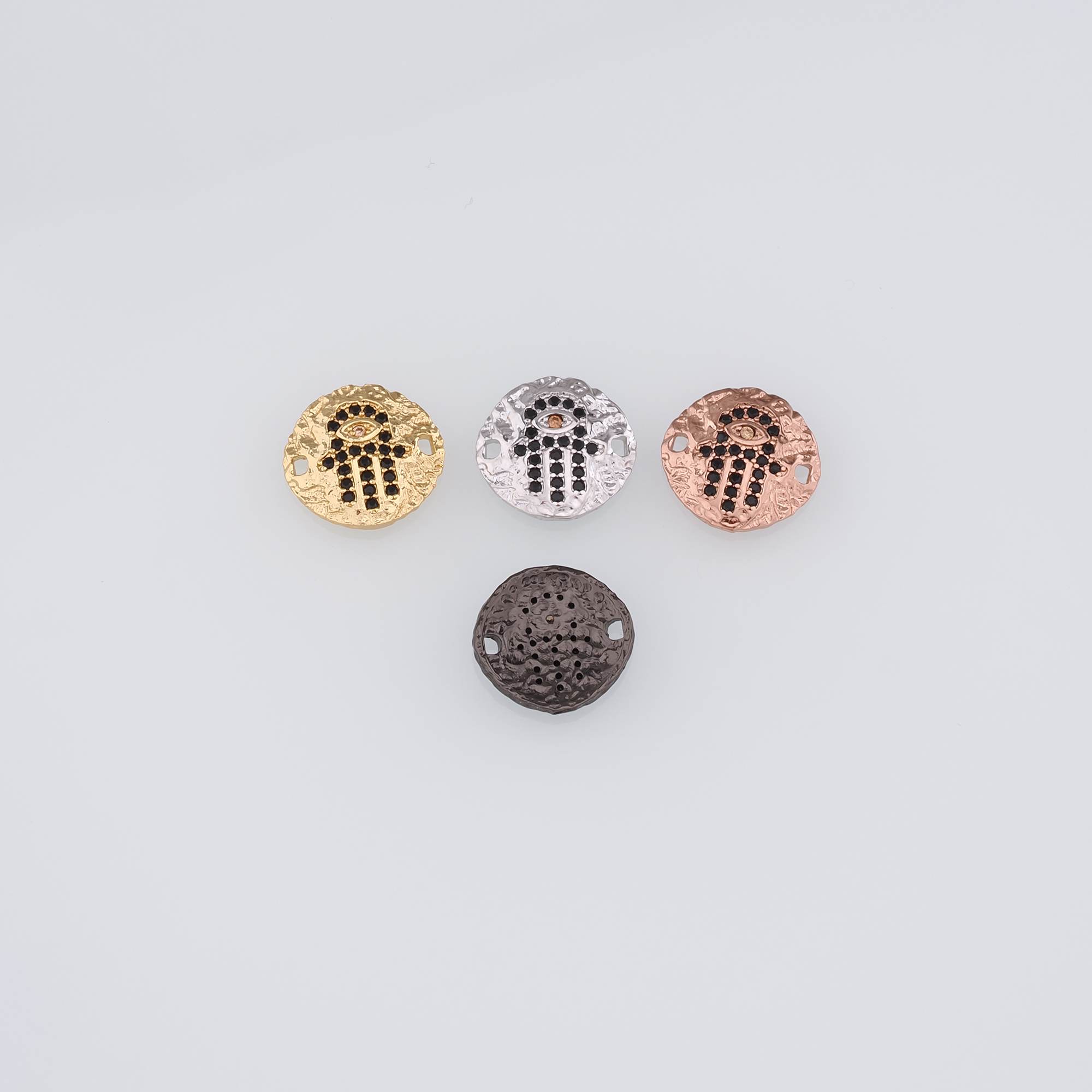 18K Gold Filled Hamsa Connector,CZ Micro Pave Hamsa Charm Necklace Bracelet for DIY Jewelry Making Supply