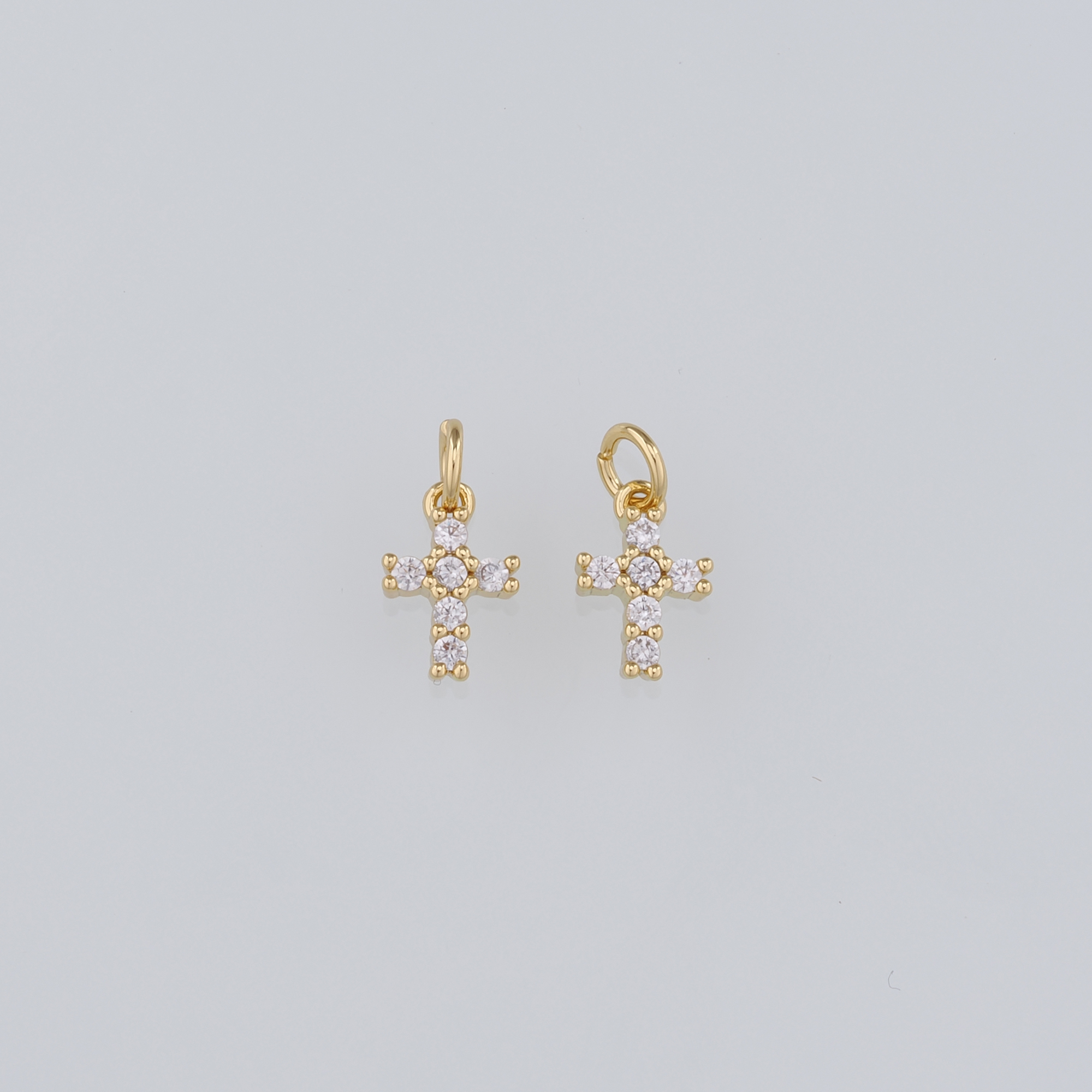 18K Gold Filled Cross Pendant,CZ Micro Pave Cross Charm Earrings Necklace for DIY Jewelry Making Supply