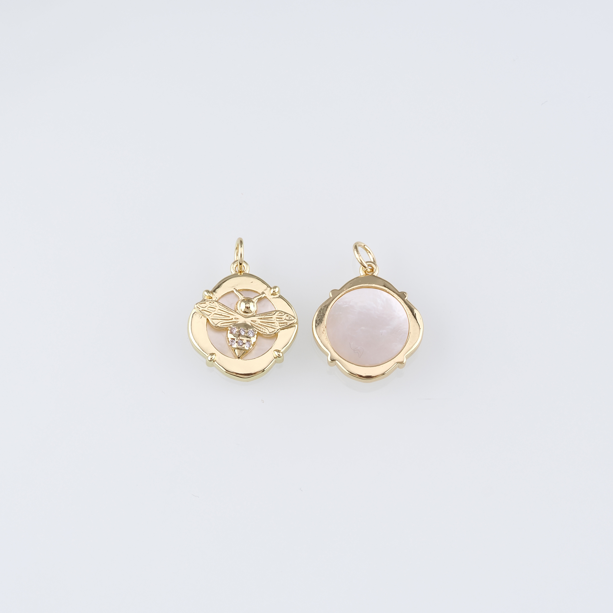 18K Gold Filled Bee Pendant,CZ Micro Pave Bee Charm Earrings Necklace for DIY Jewelry Making Supply