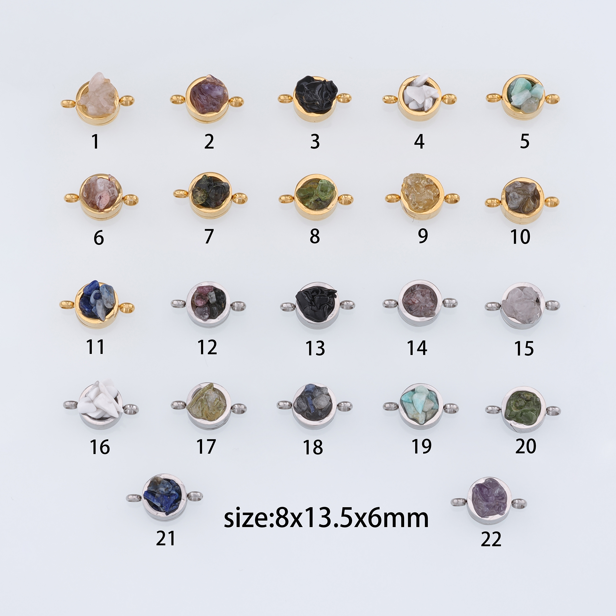 18K Gold Filled Round Connector,Natural Stone Charm Necklace Bracelet for DIY Jewelry Making Supply