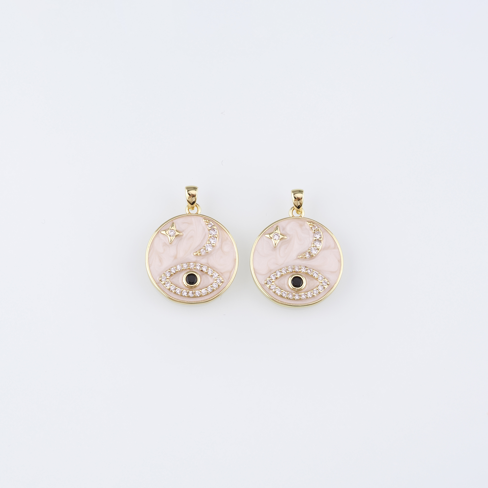 18K Gold Filled Evil Eye Pendant,Enamel Evil Eye Charm Earrings Necklace for DIY Jewelry Making Supply