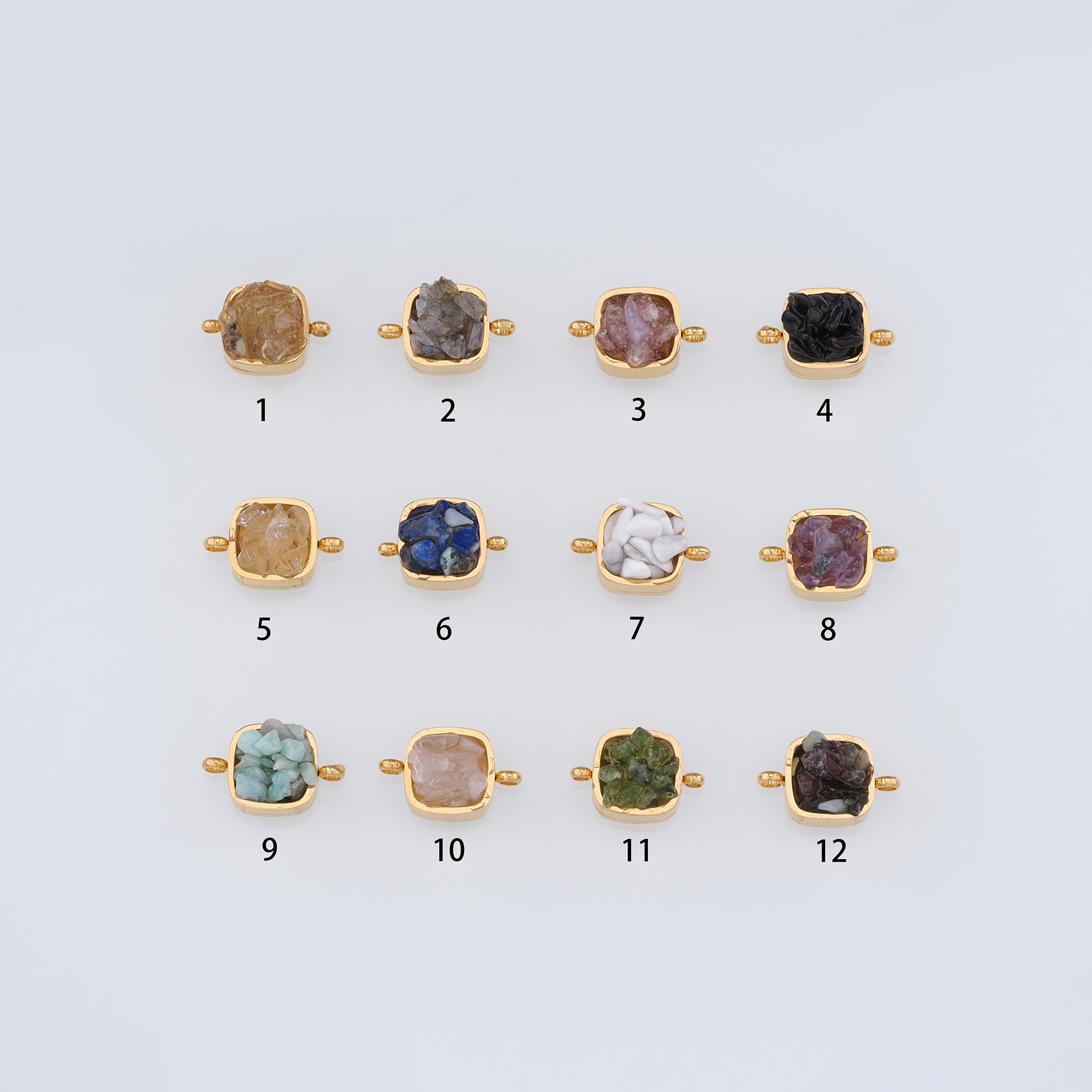 18K Gold Filled Square Connector,Natural Stone Charm Necklace Bracelet for DIY Jewelry Making Supply