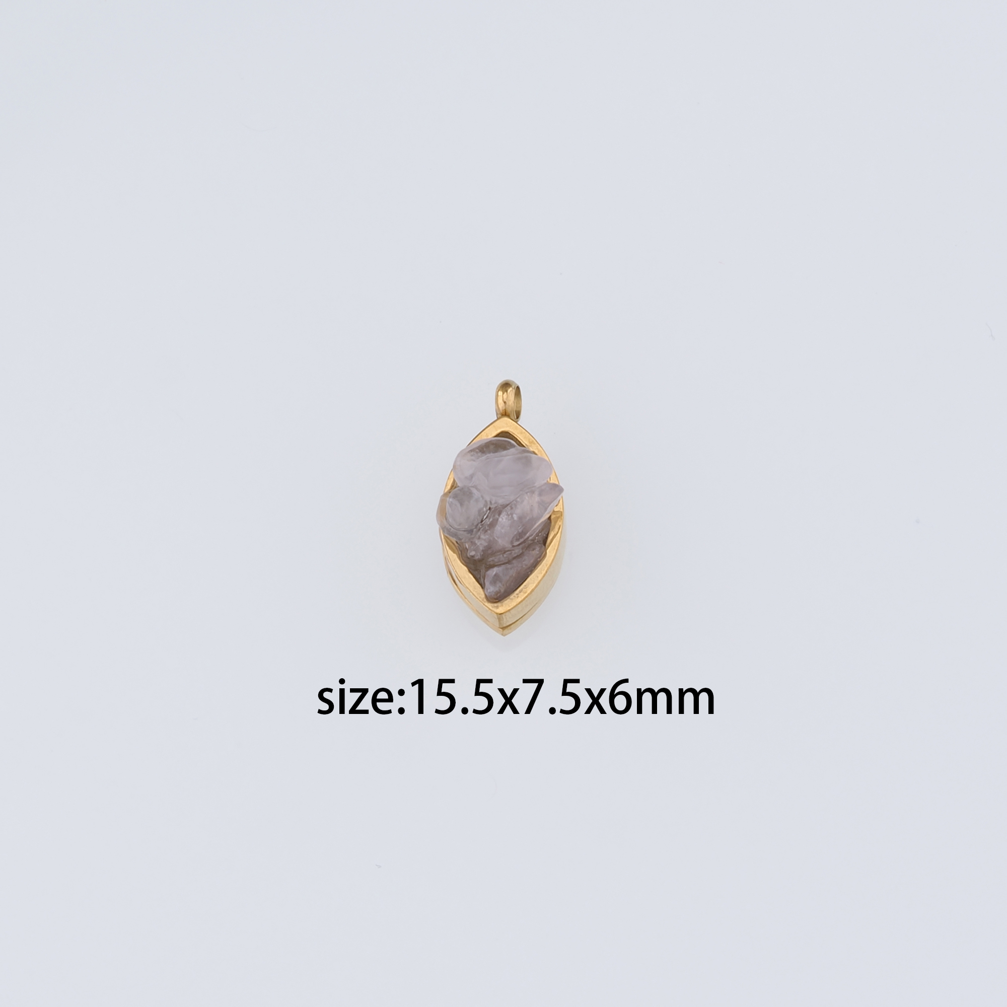 18K Gold Filled Oval Pendant,Natural Stone Charm Earrings Necklace for DIY Jewelry Making Supply