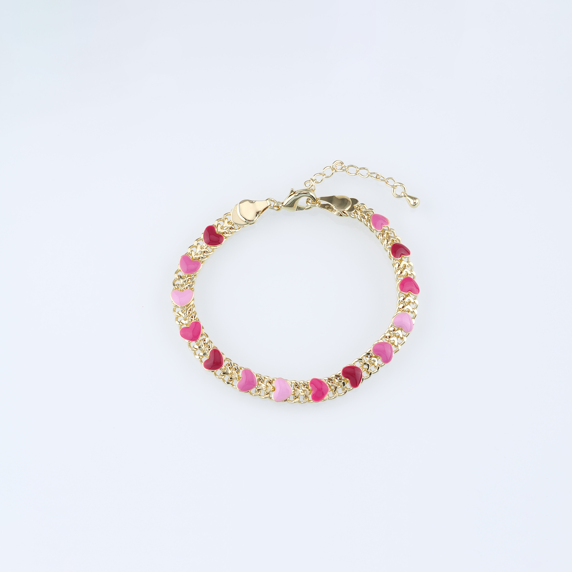 18K Gold Filled Heart Chain Bracelet,Enamel Bracelet,Gold Chain Bracelet,Ladies Bracelet,Gift For Her