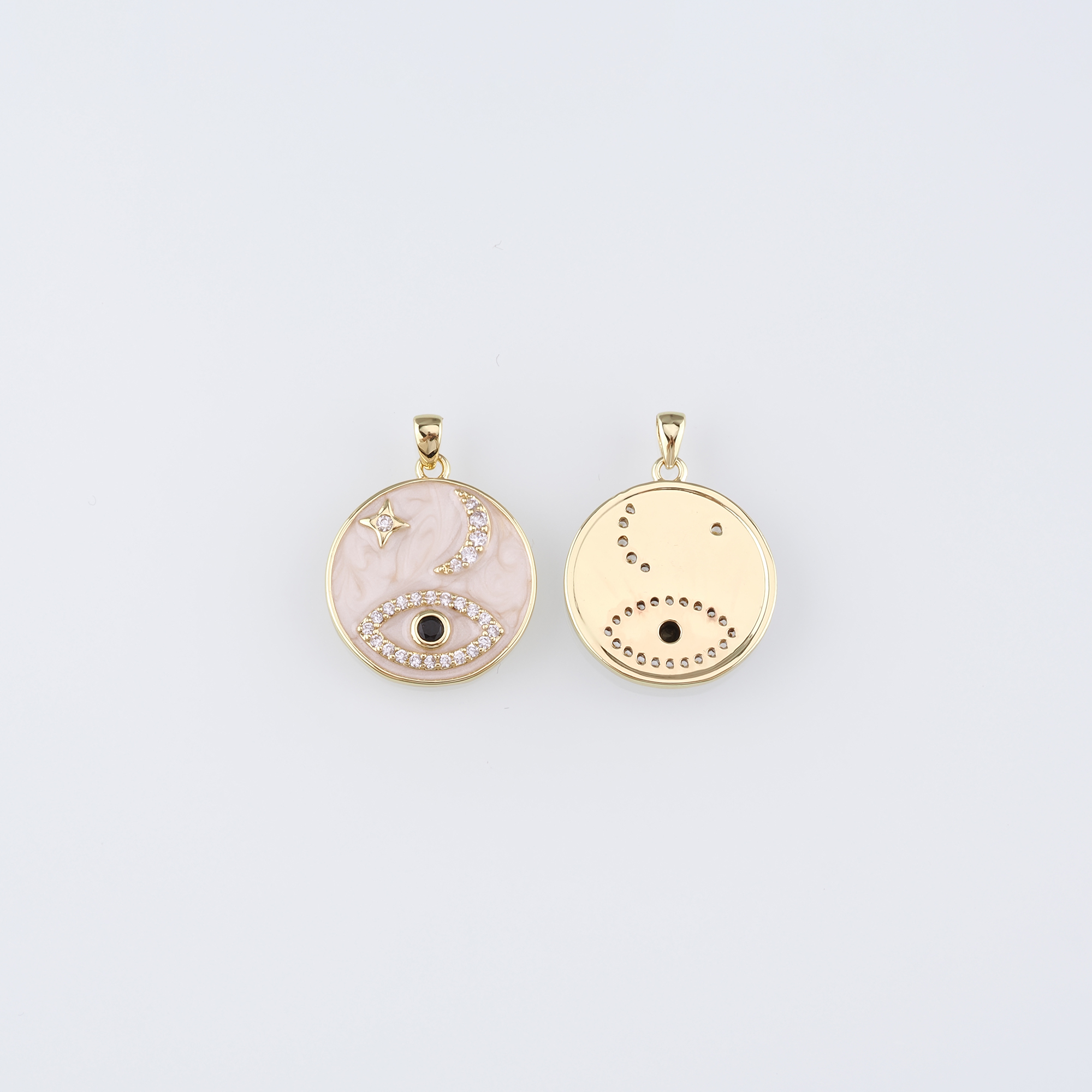 18K Gold Filled Evil Eye Pendant,Enamel Evil Eye Charm Earrings Necklace for DIY Jewelry Making Supply