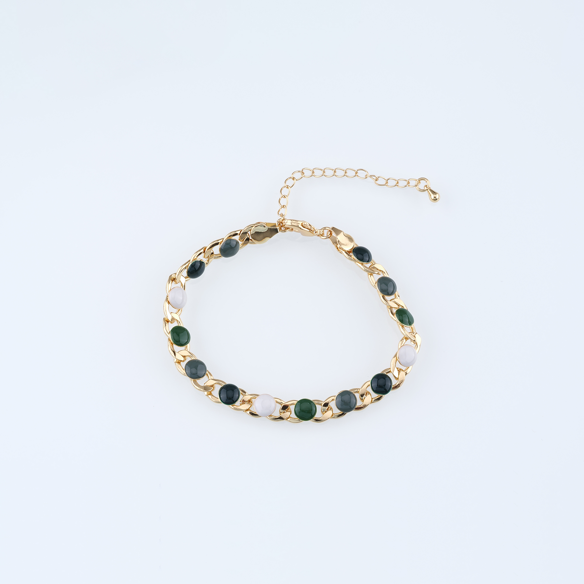 18K Gold Filled Round Chain Bracelet,Enamel Bracelet,Gold Chain Bracelet,Ladies Bracelet,Gift For Her