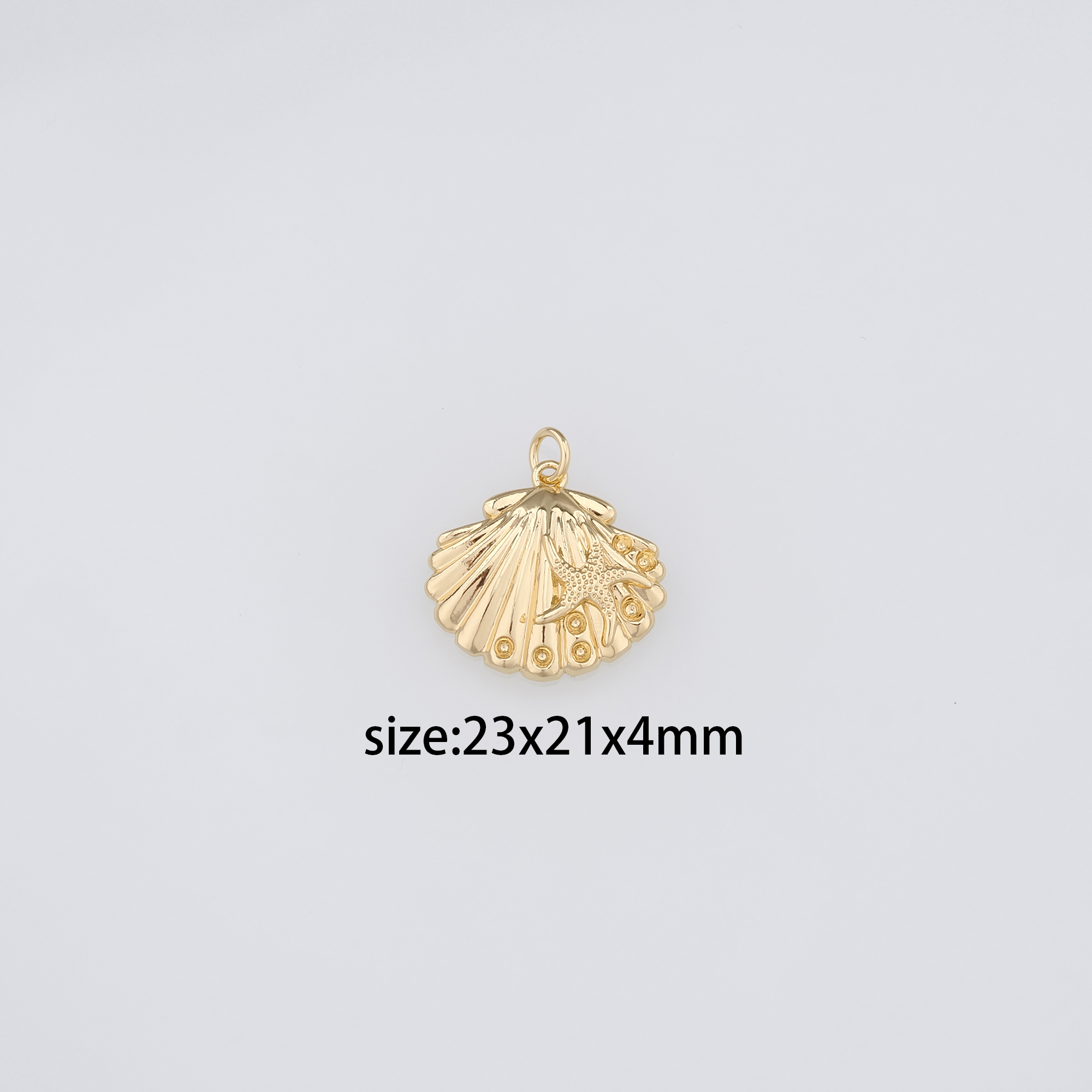 18K Gold Filled Scallop Pendant,Dainty Scallop Charm Earrings Necklace for DIY Jewelry Making Supply