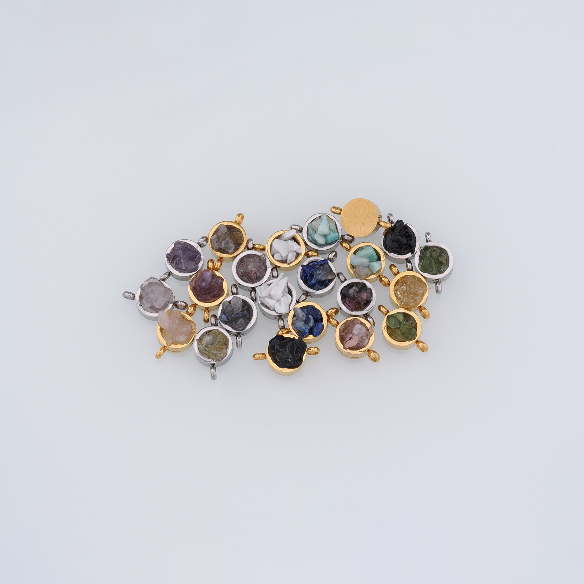 18K Gold Filled Round Connector,Natural Stone Charm Necklace Bracelet for DIY Jewelry Making Supply