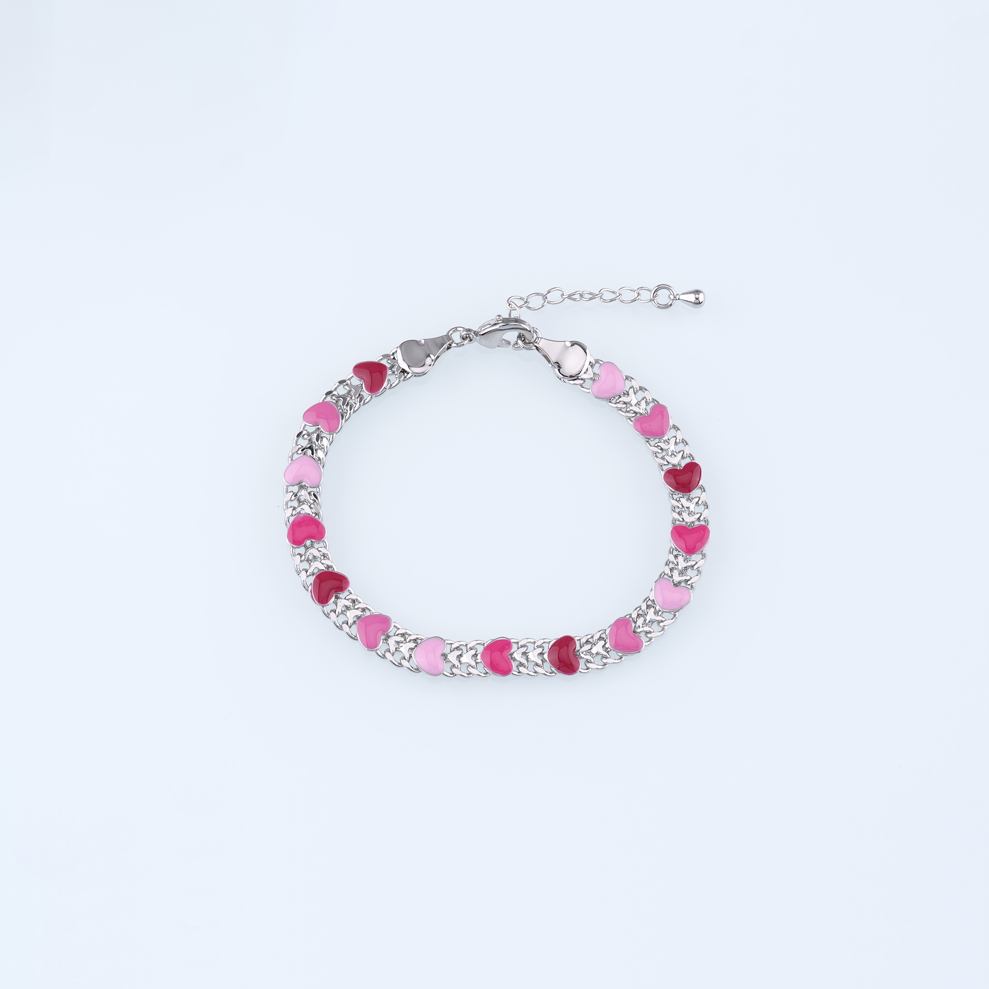 18K Gold Filled Heart Chain Bracelet,Enamel Bracelet,Gold Chain Bracelet,Ladies Bracelet,Gift For Her