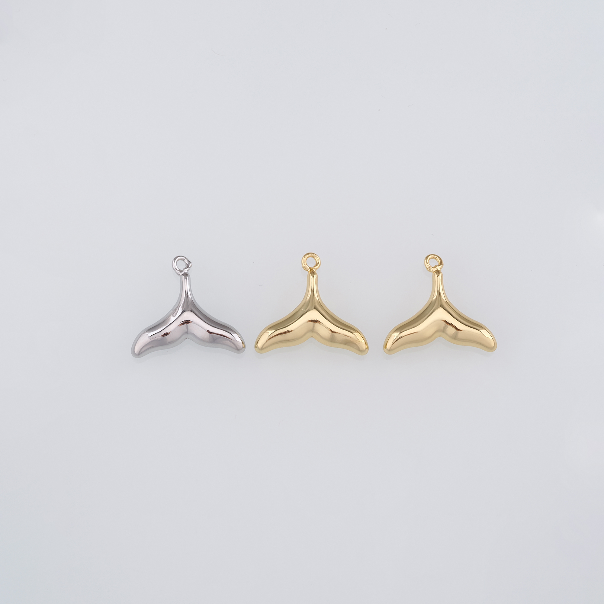 18K Gold Filled Whale Tail Pendant,Dainty Whale Tail Charm Earrings Necklace for DIY Jewelry Making Supply