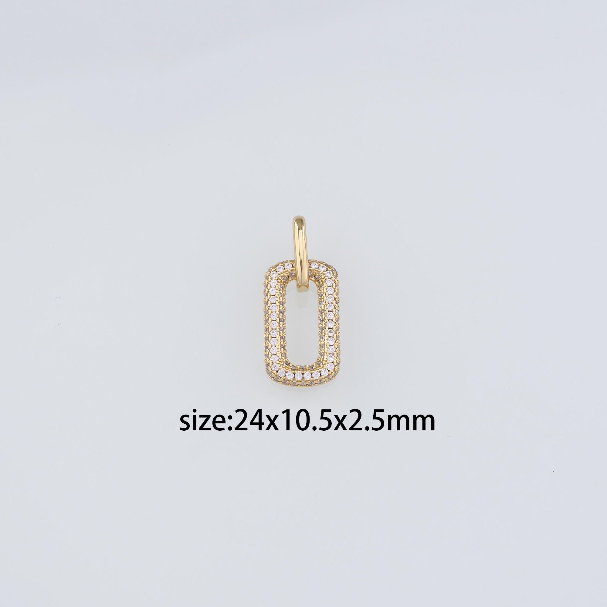 18K Gold Filled Oval Pendant,CZ Micro Pave Oval Charm Earrings Necklace for DIY Jewelry Making Supply