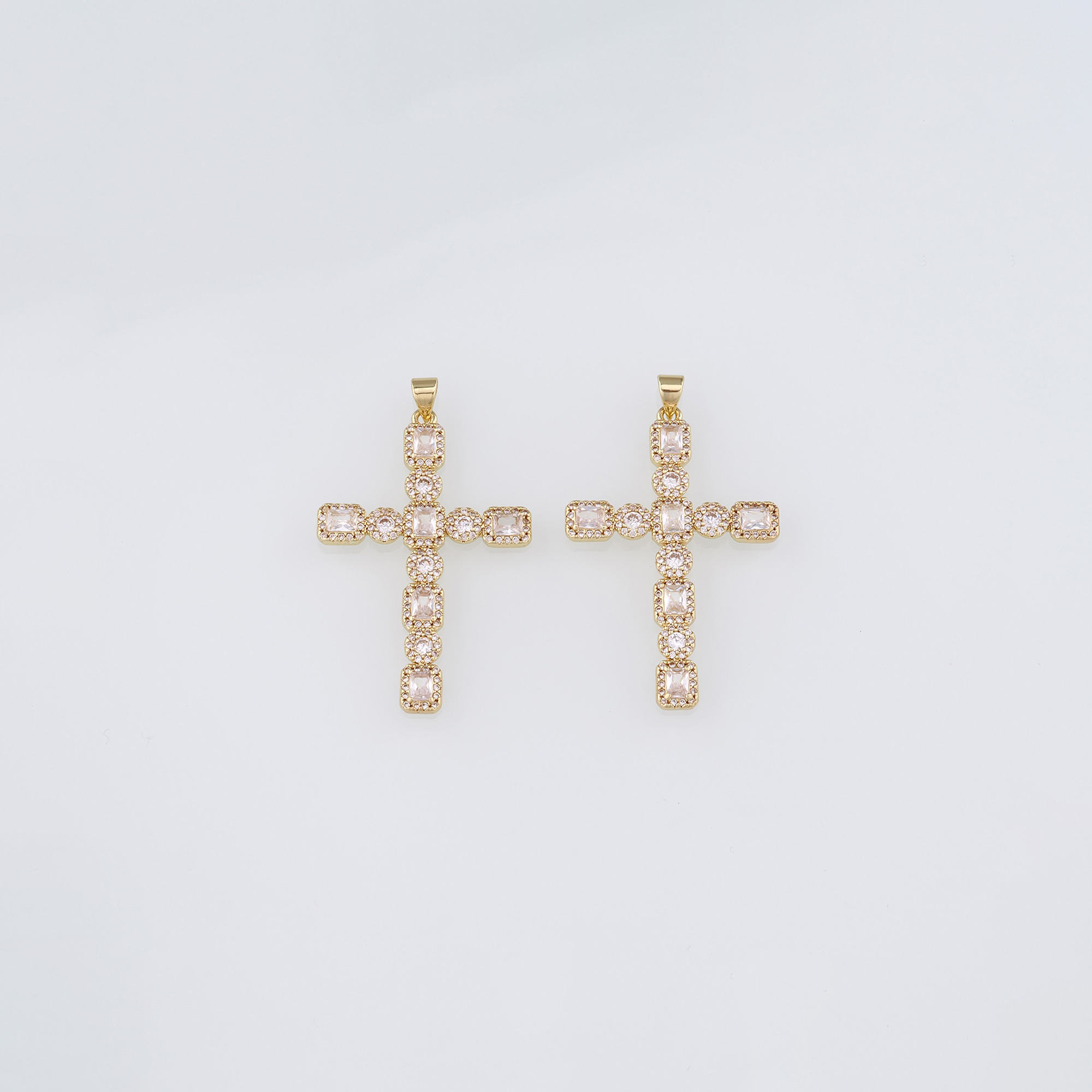 18K Gold Filled Cross Pendant,CZ Micro Pave Cross Charm Earrings Necklace for DIY Jewelry Making Supply