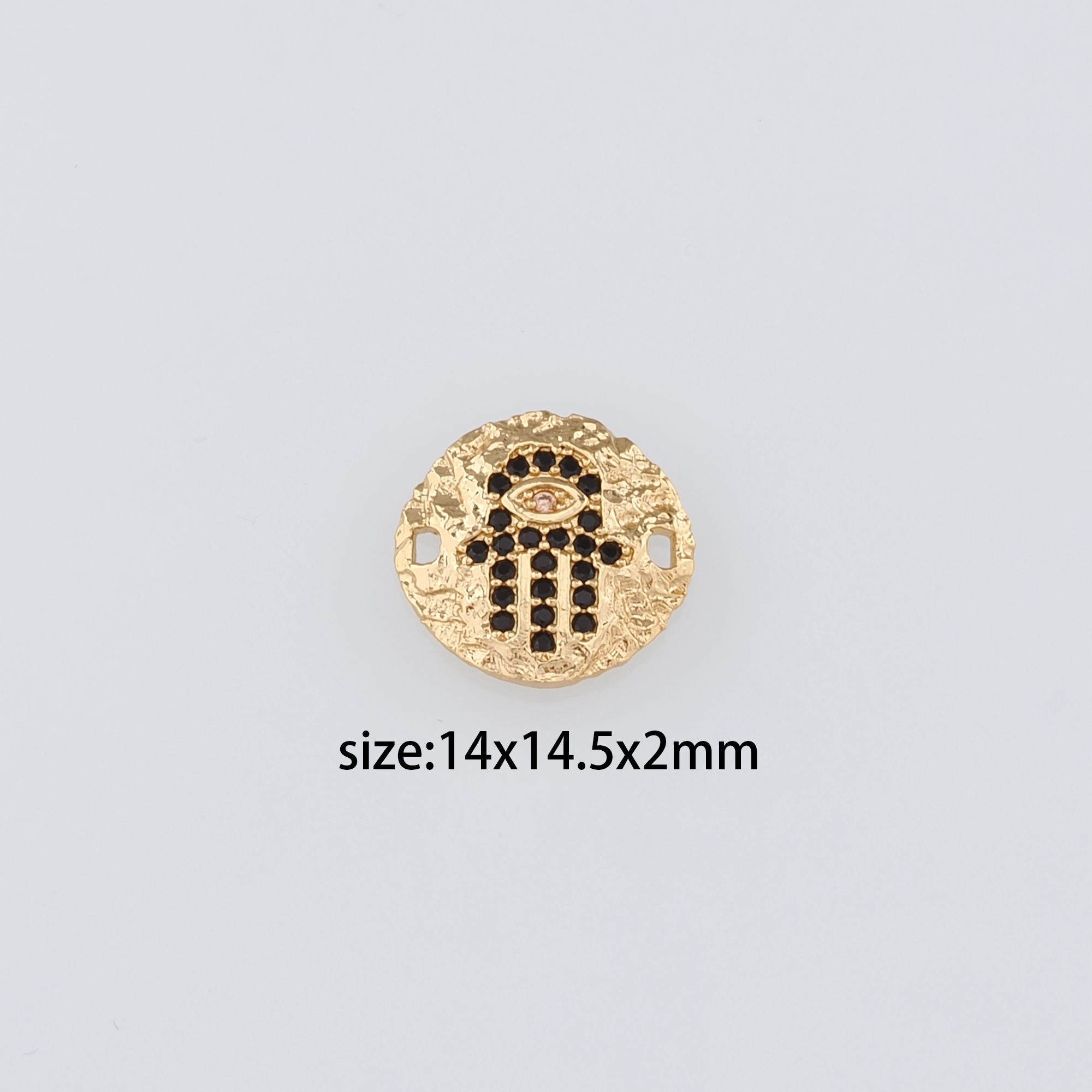 18K Gold Filled Hamsa Connector,CZ Micro Pave Hamsa Charm Necklace Bracelet for DIY Jewelry Making Supply