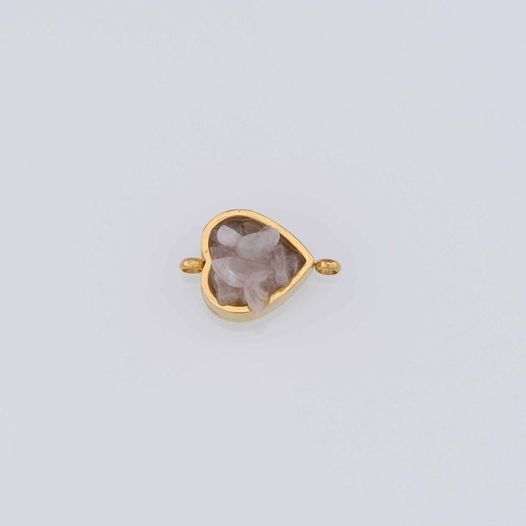 18K Gold Filled Heart Connector,Natural Stone Heart Charm Necklace Bracelet for DIY Jewelry Making Supply