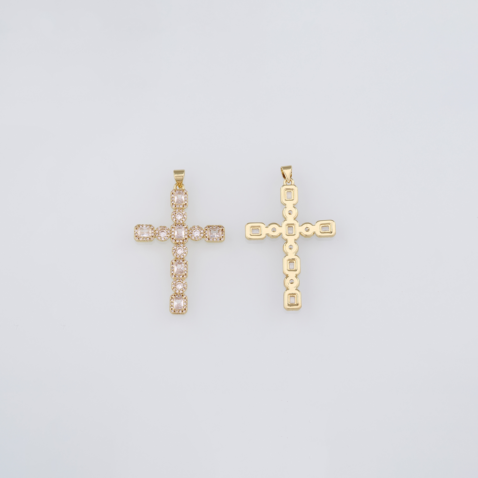 18K Gold Filled Cross Pendant,CZ Micro Pave Cross Charm Earrings Necklace for DIY Jewelry Making Supply