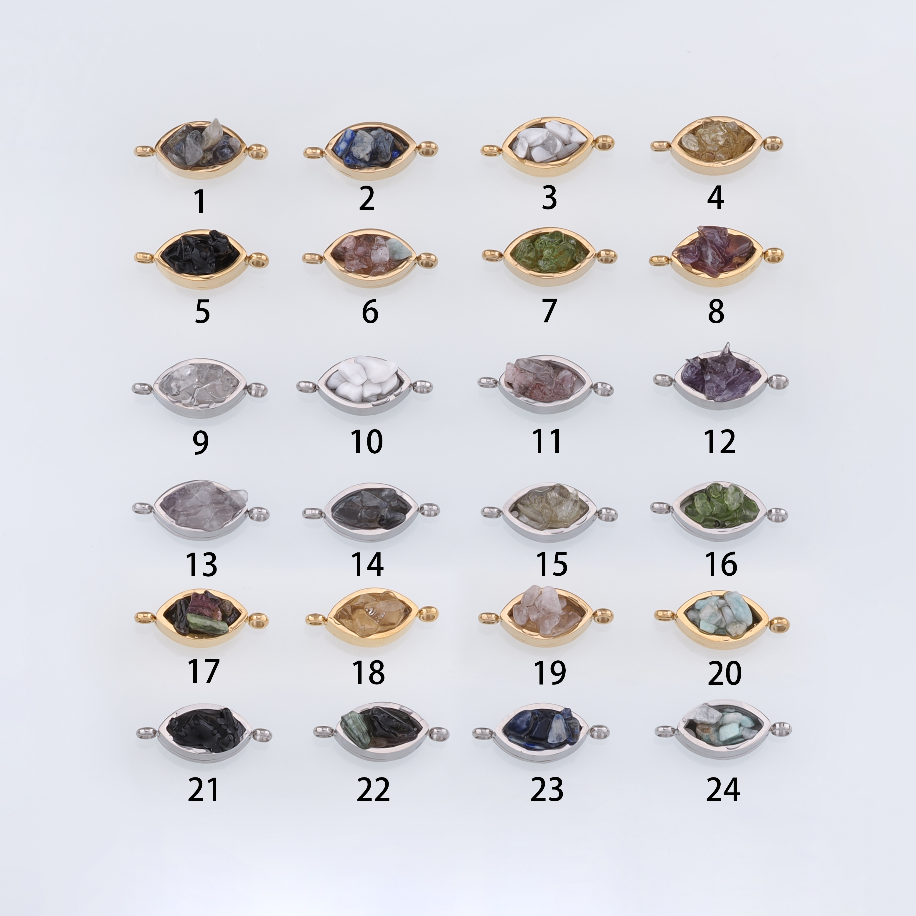 18K Gold Filled Oval Connector,Natural Stone Oval Charm Necklace Bracelet for DIY Jewelry Making Supply