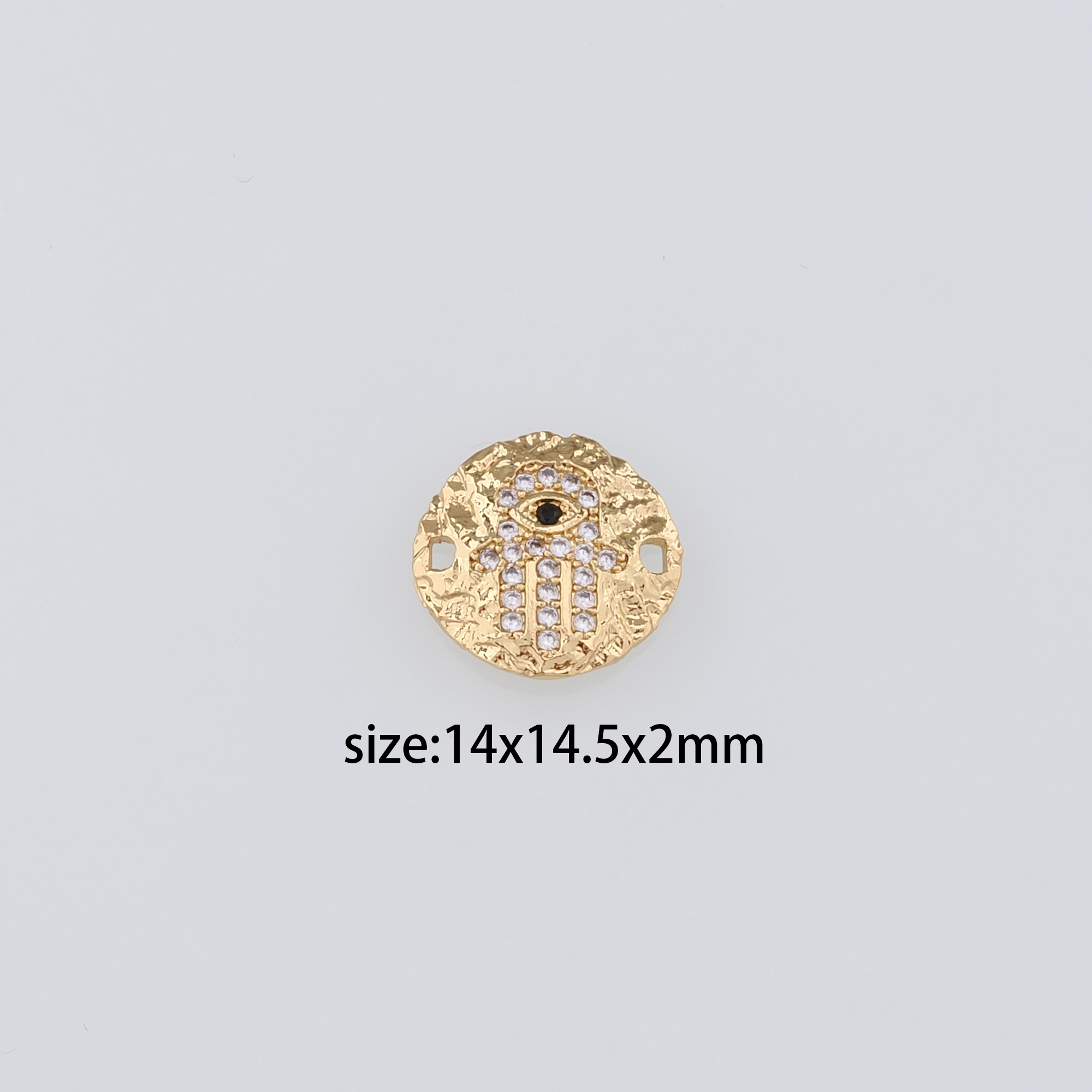 18K Gold Filled Hamsa Connector,CZ Micro Pave Hamsa Charm Necklace Bracelet for DIY Jewelry Making Supply