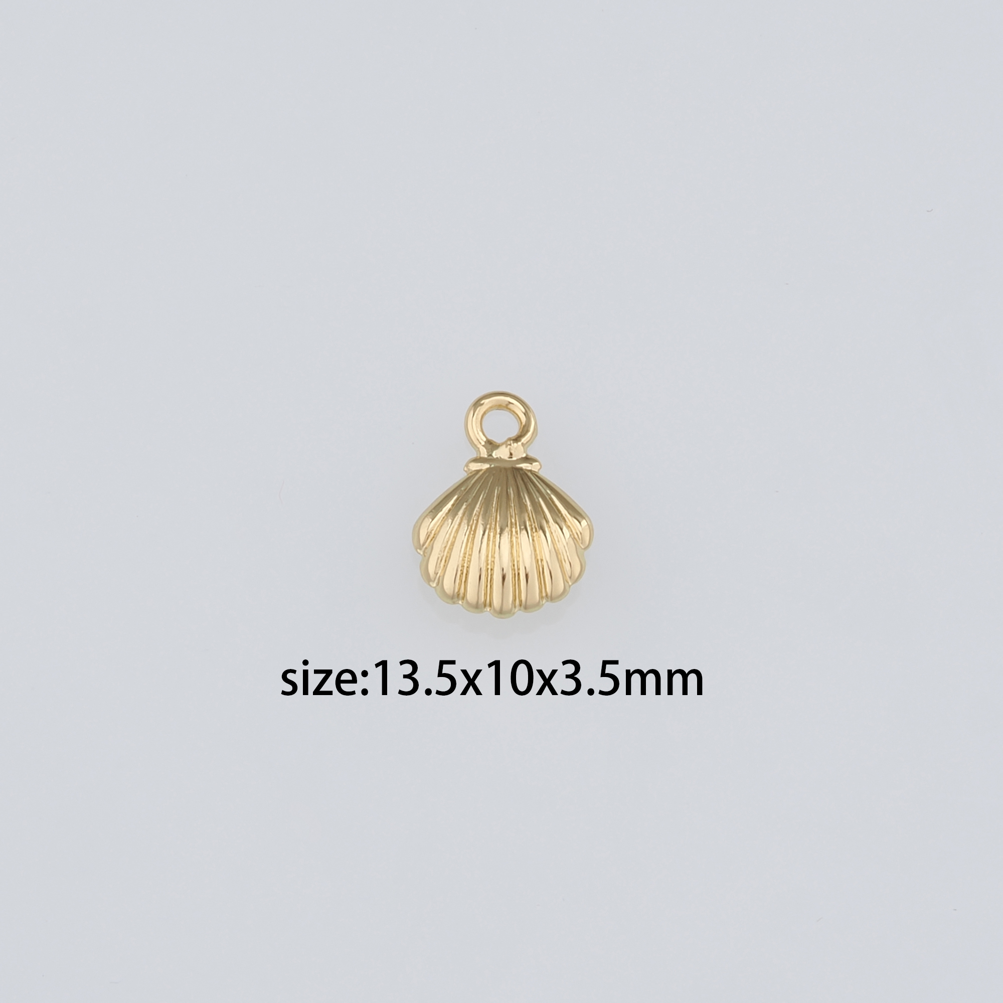 18K Gold Filled Scallop Pendant,Dainty Scallop Charm Earrings Necklace for DIY Jewelry Making Supply