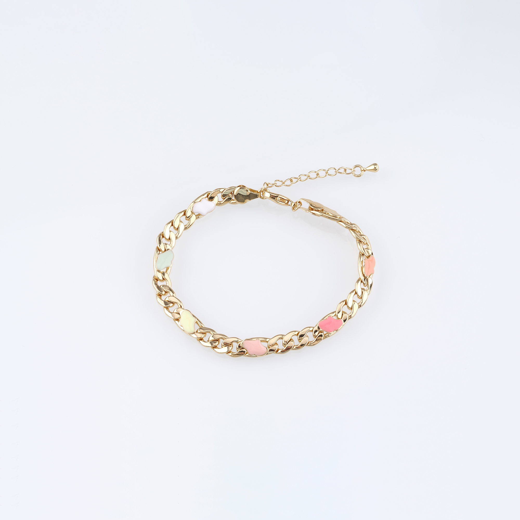 18K Gold Filled Cuban Chain Bracelet,Enamel Bracelet,Gold Chain Bracelet,Ladies Bracelet,Gift For Her