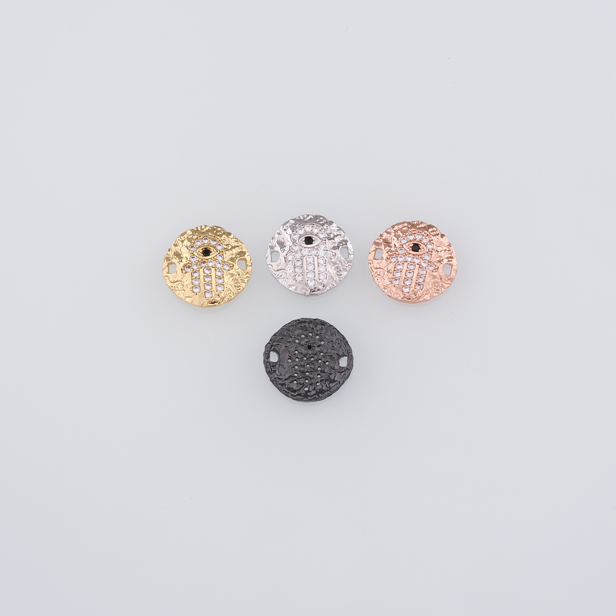 18K Gold Filled Hamsa Connector,CZ Micro Pave Hamsa Charm Necklace Bracelet for DIY Jewelry Making Supply