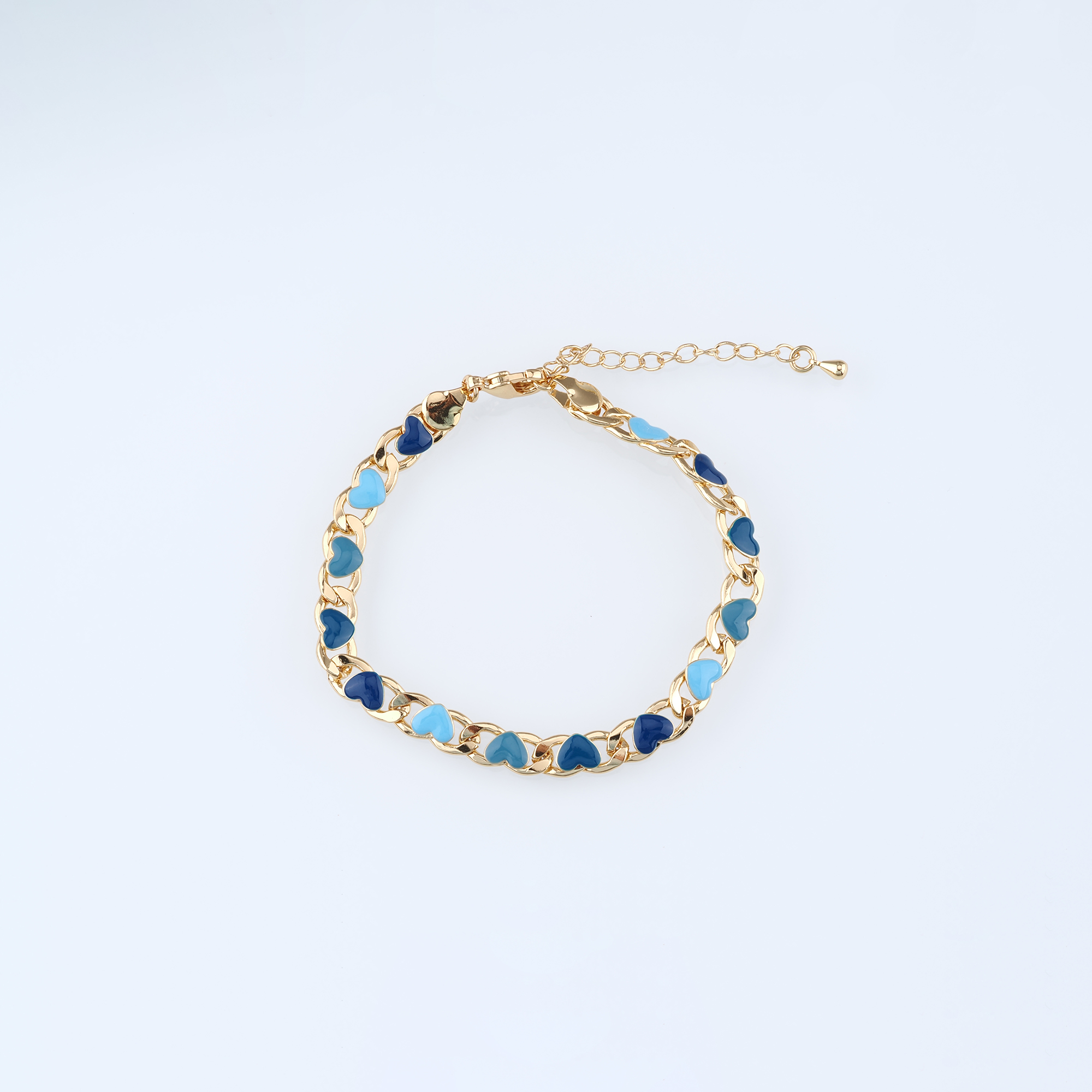 18K Gold Filled Heart Chain Bracelet,Enamel Bracelet,Gold Chain Bracelet,Ladies Bracelet,Gift For Her