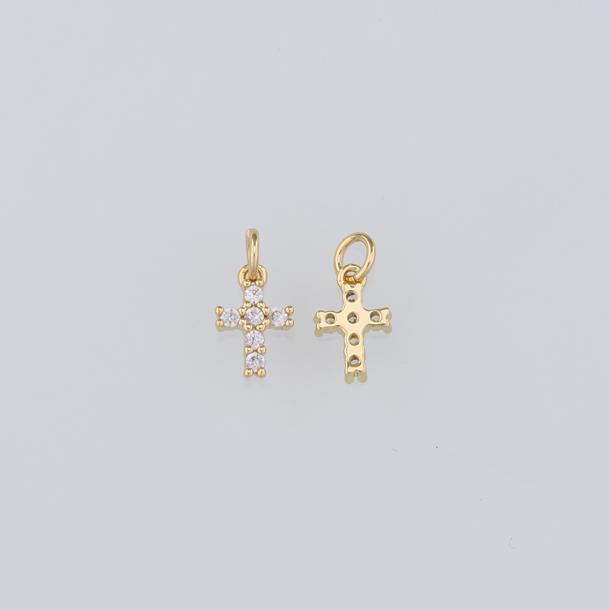 18K Gold Filled Cross Pendant,CZ Micro Pave Cross Charm Earrings Necklace for DIY Jewelry Making Supply