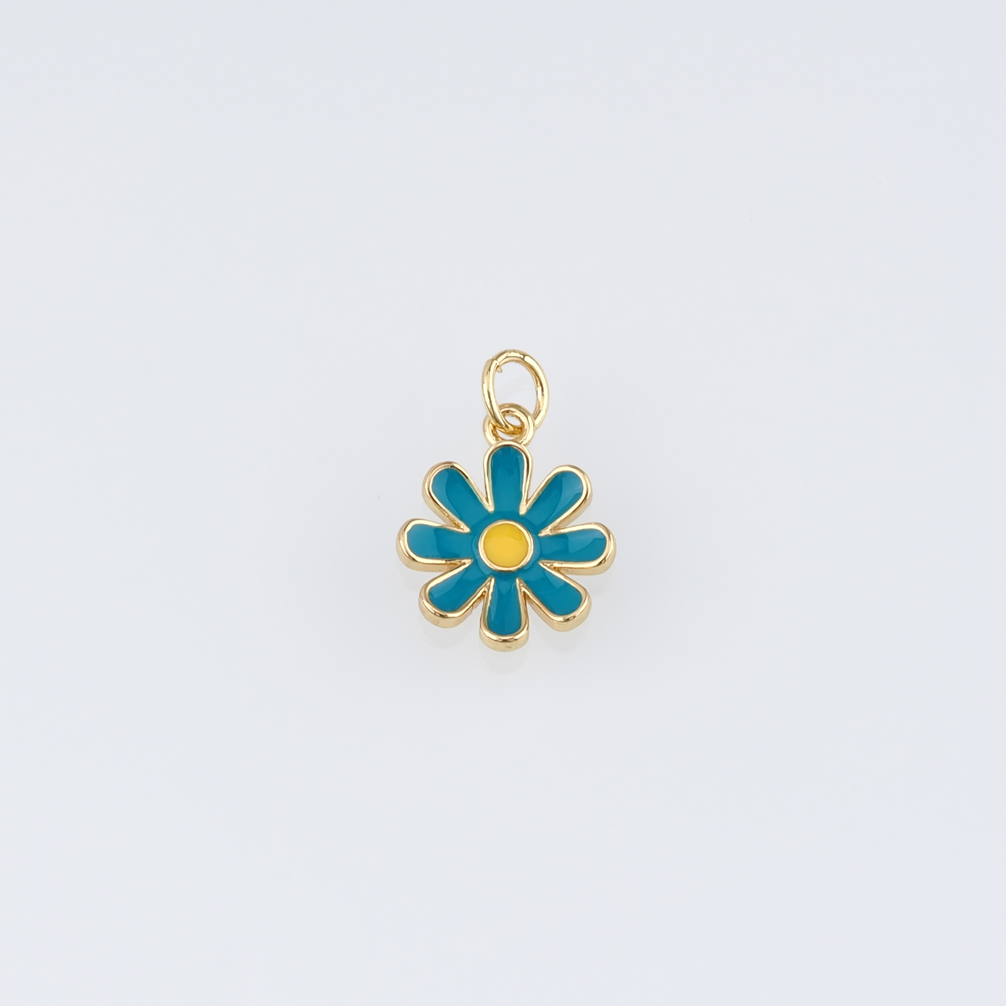 18K Gold Filled Daisy Pendant,Enamel Flower Charm Earrings Necklace for DIY Jewelry Making Supply