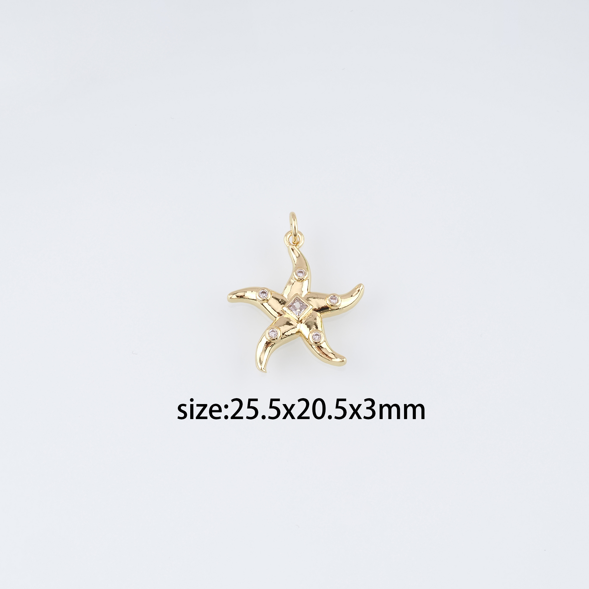18K Gold Filled Starfish Pendant,CZ Micro Pave Starfish Charm Earrings Necklace for DIY Jewelry Making Supply