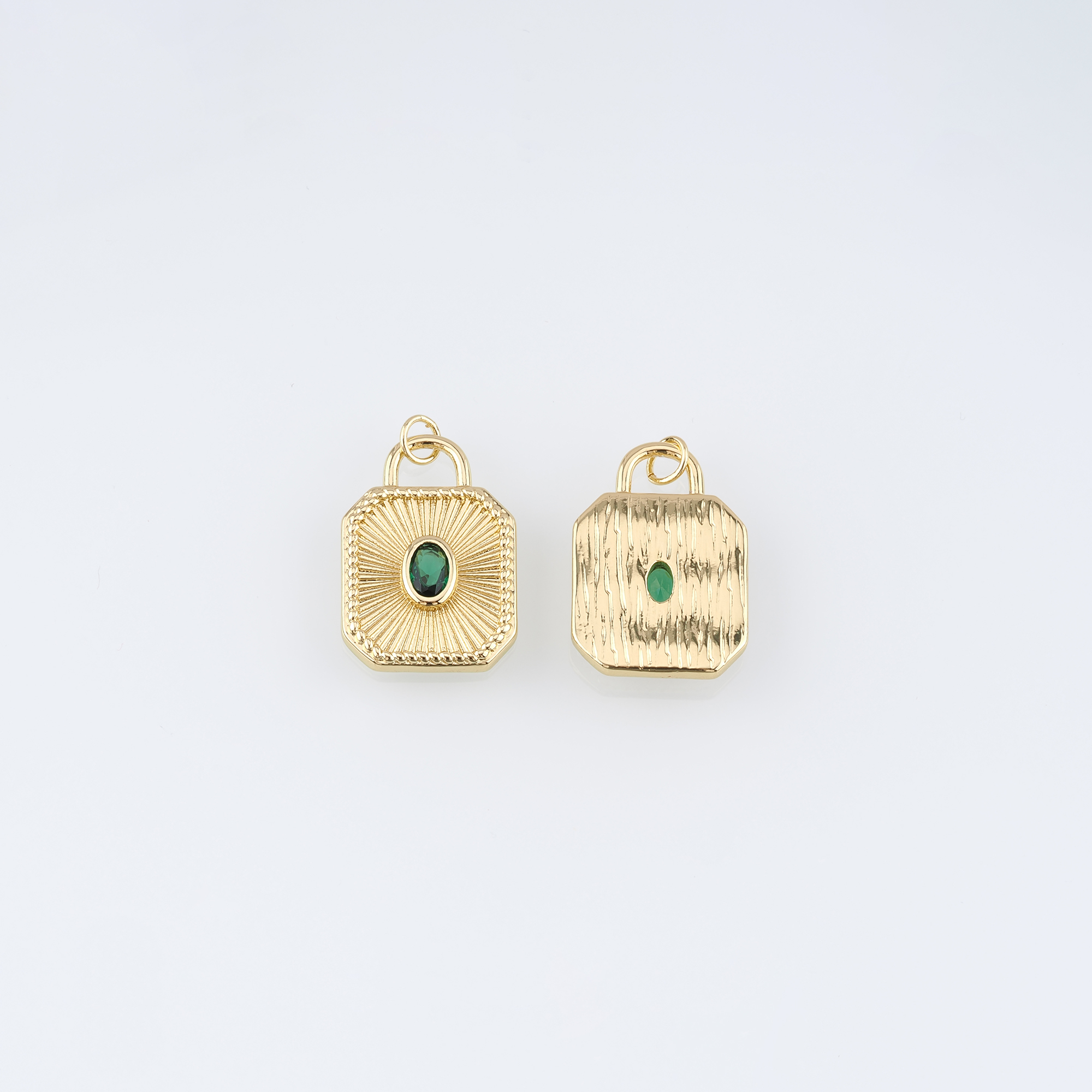 18K Gold Filled Rectangle Pendant,CZ Micro Pave Rectangle Charm Earrings Necklace for DIY Jewelry Making Supply