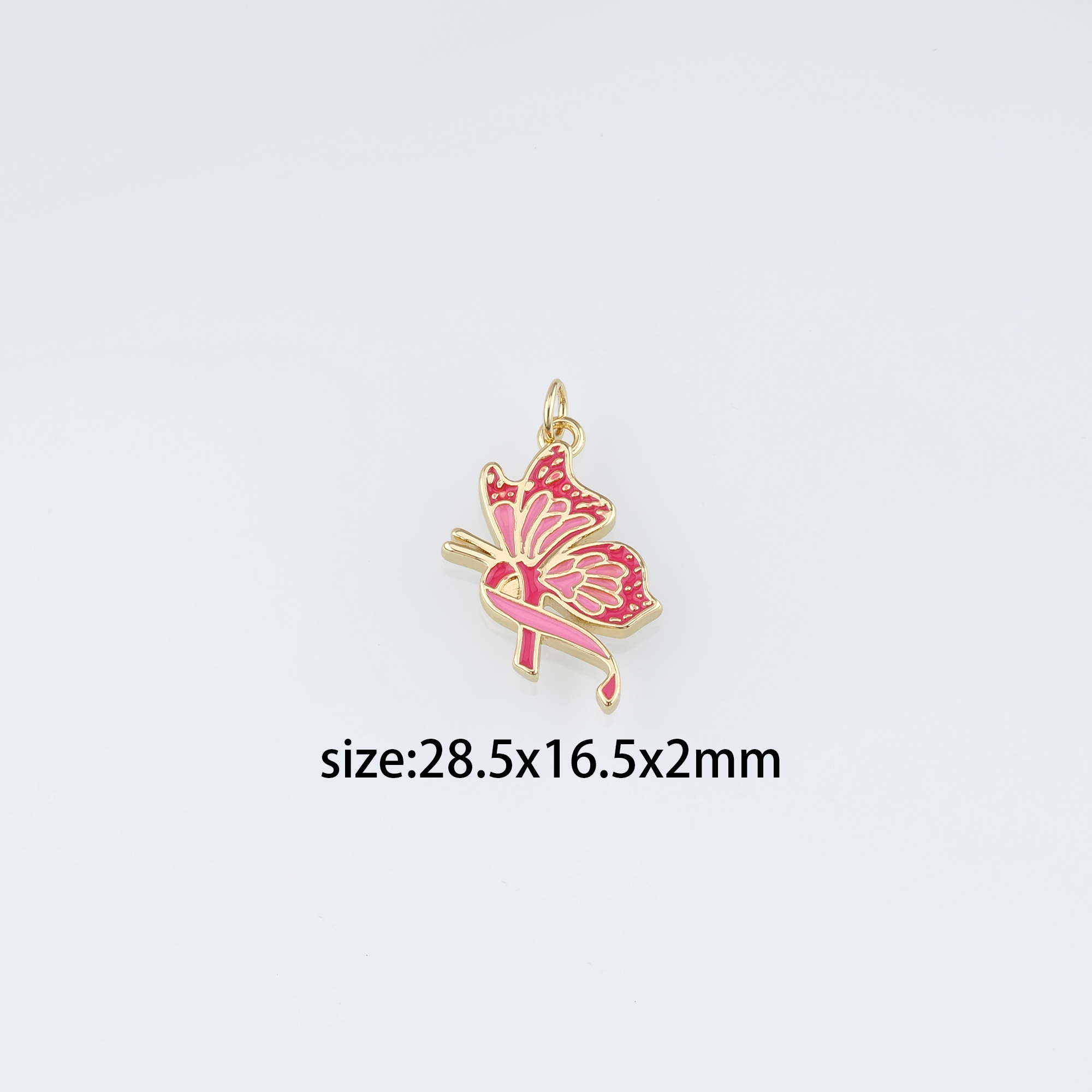 18K Gold Filled Butterfly Pendant,Enamel Butterfly Charm Earrings Necklace for DIY Jewelry Making Supply