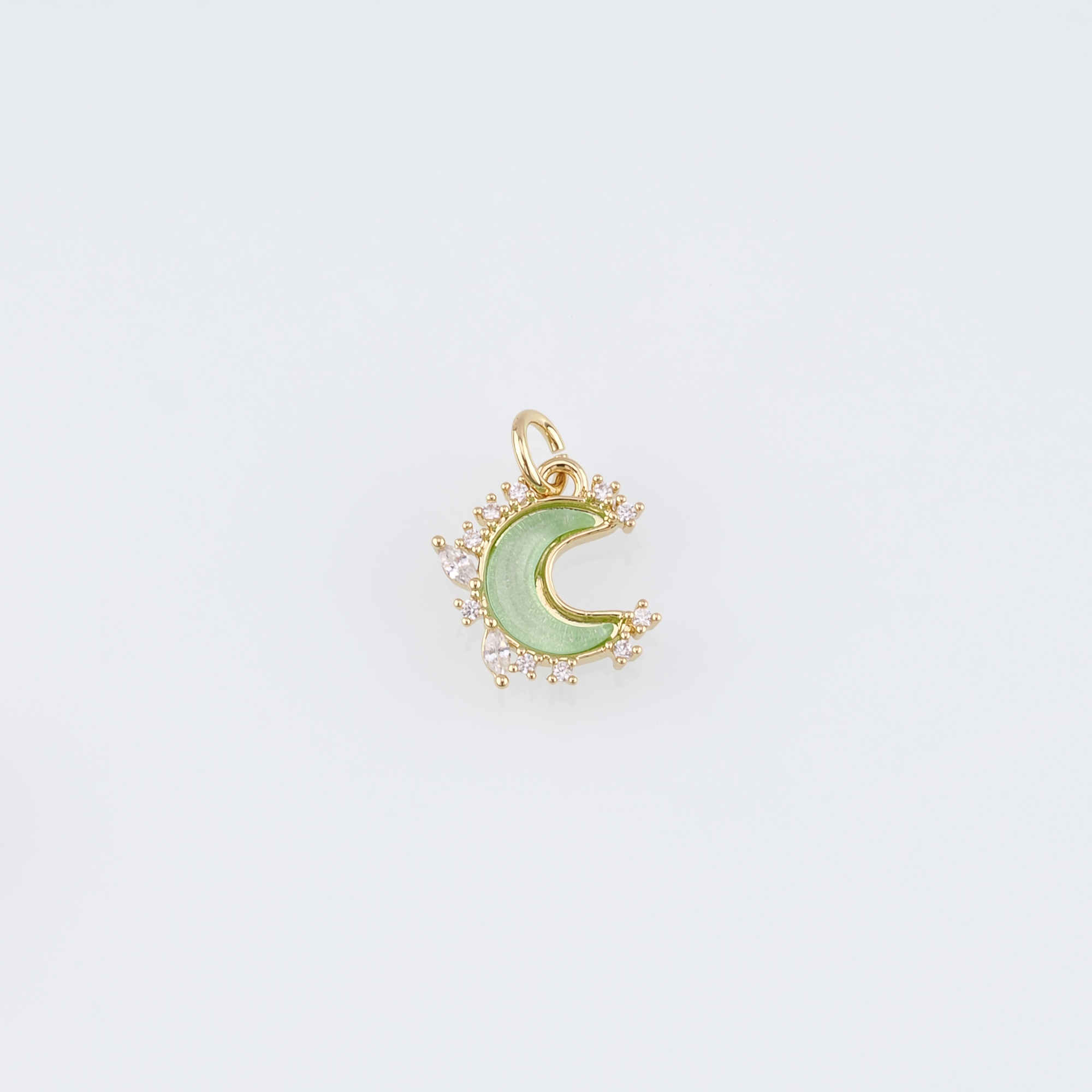 18K Gold Filled Moon Pendant,Celestial Charm,CZ Micro Pave Moon Earrings Necklace for DIY Jewelry Making Supply