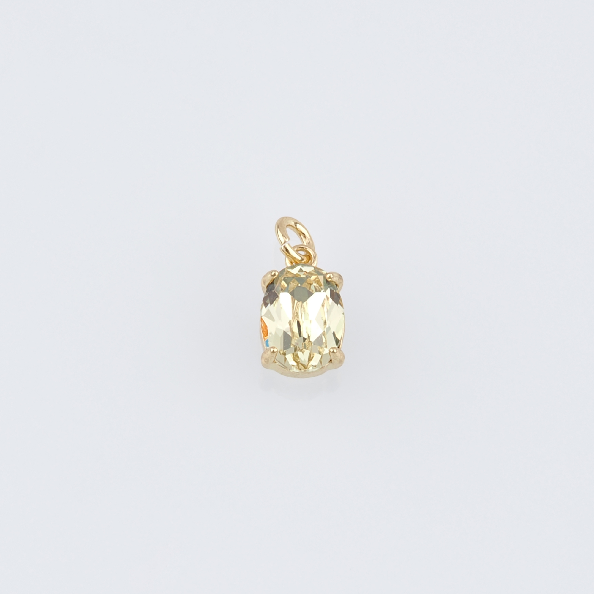 18K Gold Filled Oval Pendant,Crystal Oval Charm Earrings Necklace for DIY Jewelry Making Supply