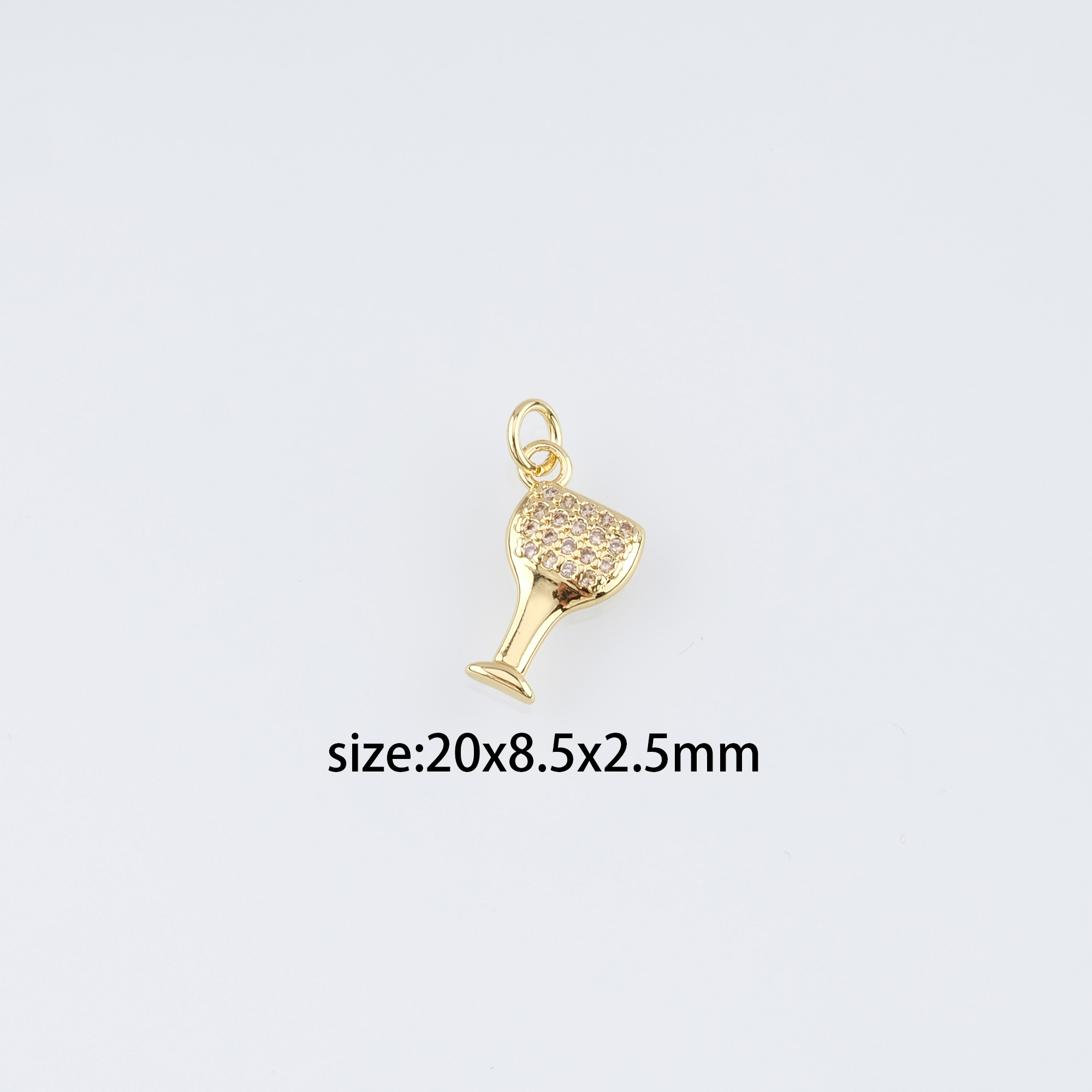 18K Gold Filled Wine Glass Pendant,CZ Micro Pave Wine Glass Charm Earrings Necklace for DIY Jewelry Making Supply