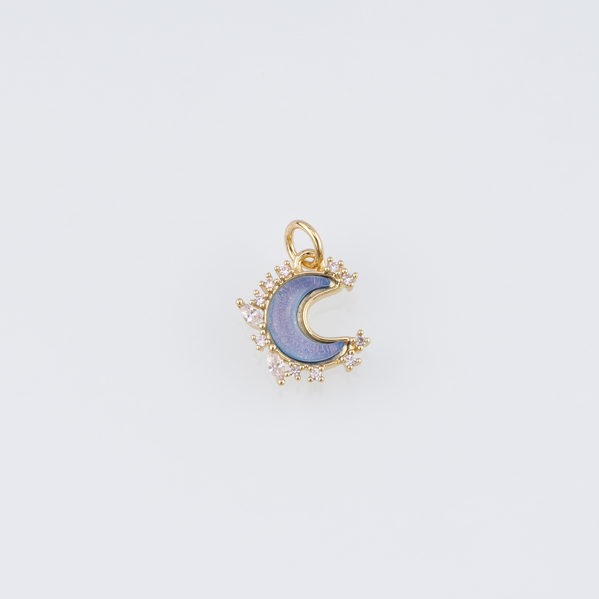 18K Gold Filled Moon Pendant,Celestial Charm,CZ Micro Pave Moon Earrings Necklace for DIY Jewelry Making Supply
