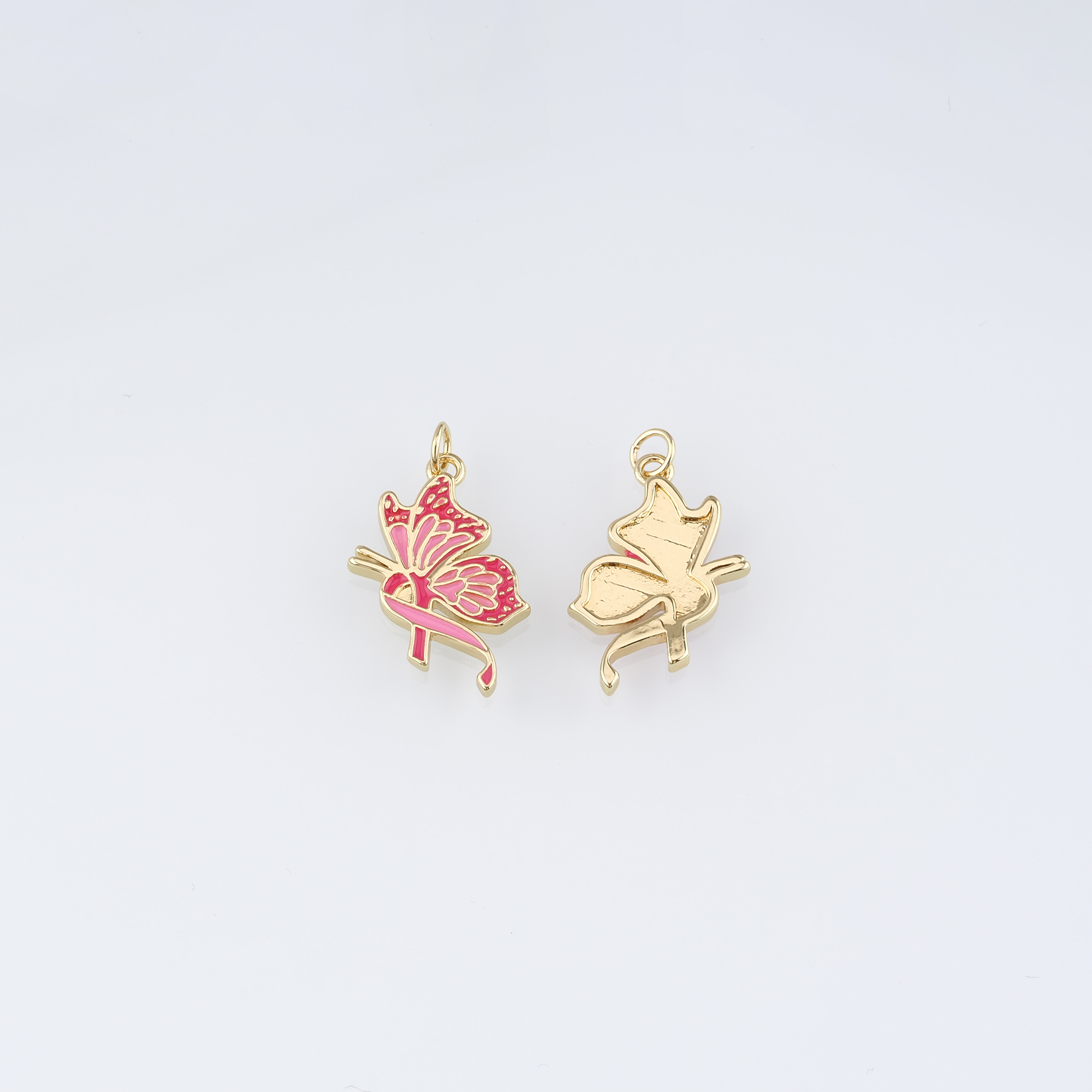 18K Gold Filled Butterfly Pendant,Enamel Butterfly Charm Earrings Necklace for DIY Jewelry Making Supply