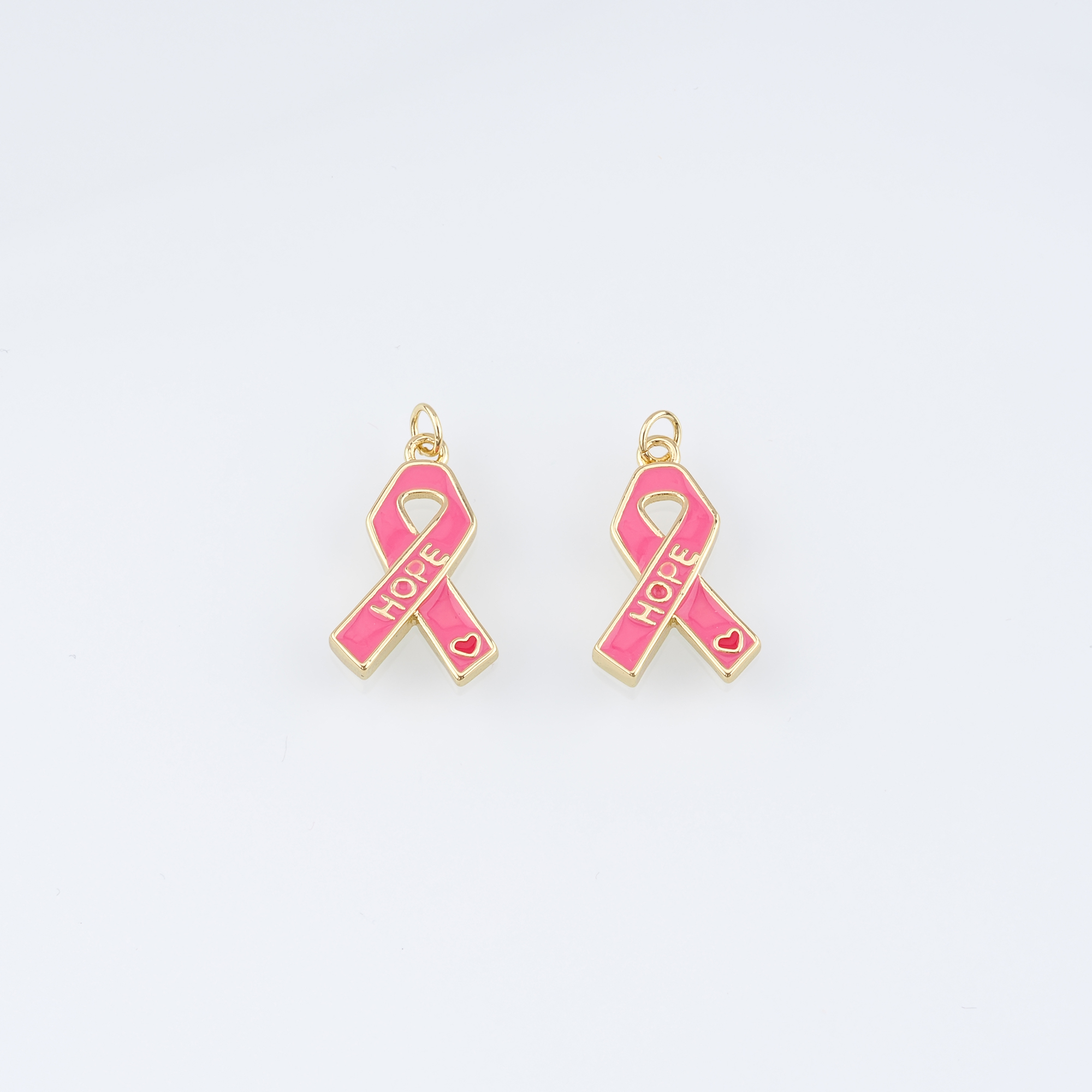 18K Gold Filled Ribbon Pendant,Enamel Awareness Ribbon Charm Earrings Necklace for DIY Jewelry Making Supply