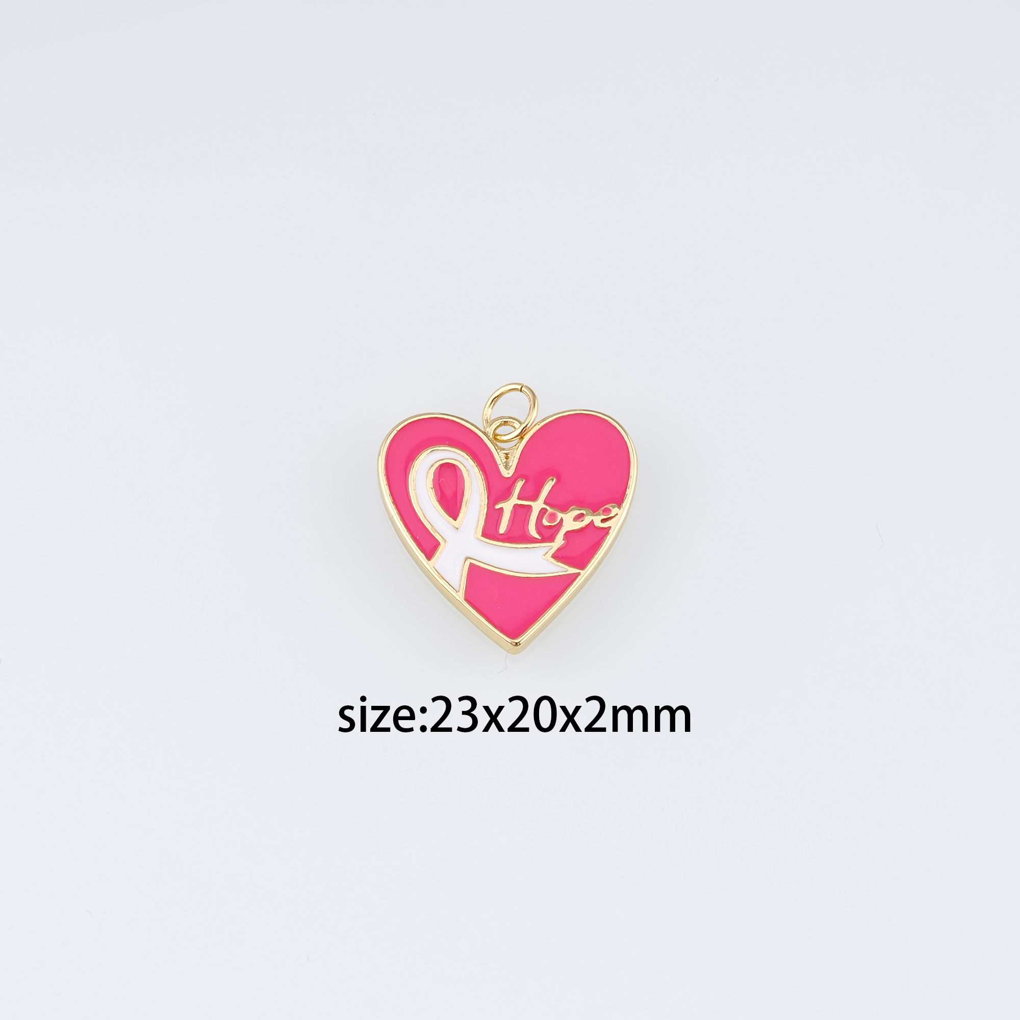 18K Gold Filled Heart Pendant,Enamel Ribbon Cancer Awareness Charm Earrings Necklace for DIY Jewelry Making Supply