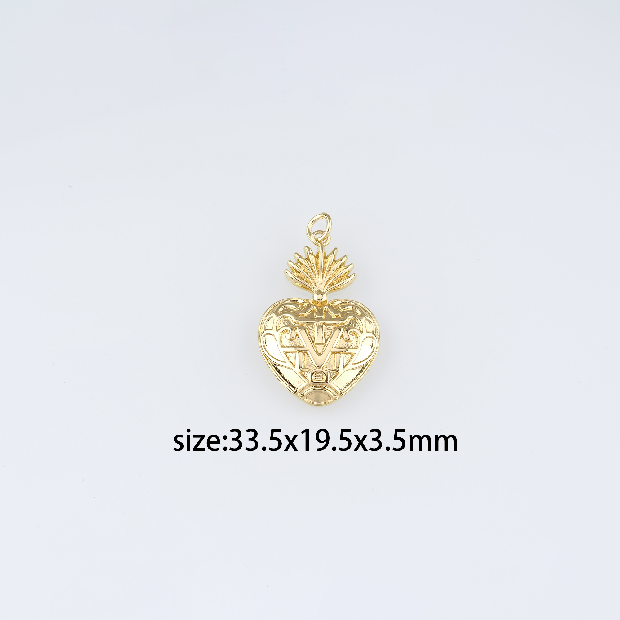 18K Gold Filled Sacred Heart Pendant,Dainty Sacred Heart Charm Earrings Necklace for DIY Jewelry Making Supply