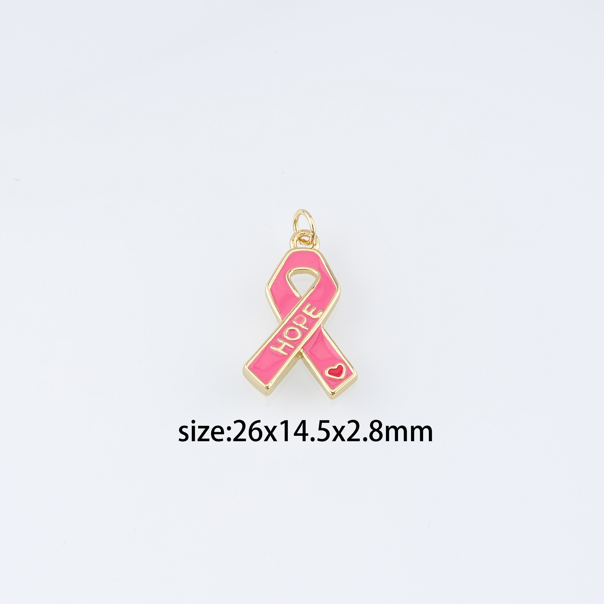 18K Gold Filled Ribbon Pendant,Enamel Awareness Ribbon Charm Earrings Necklace for DIY Jewelry Making Supply
