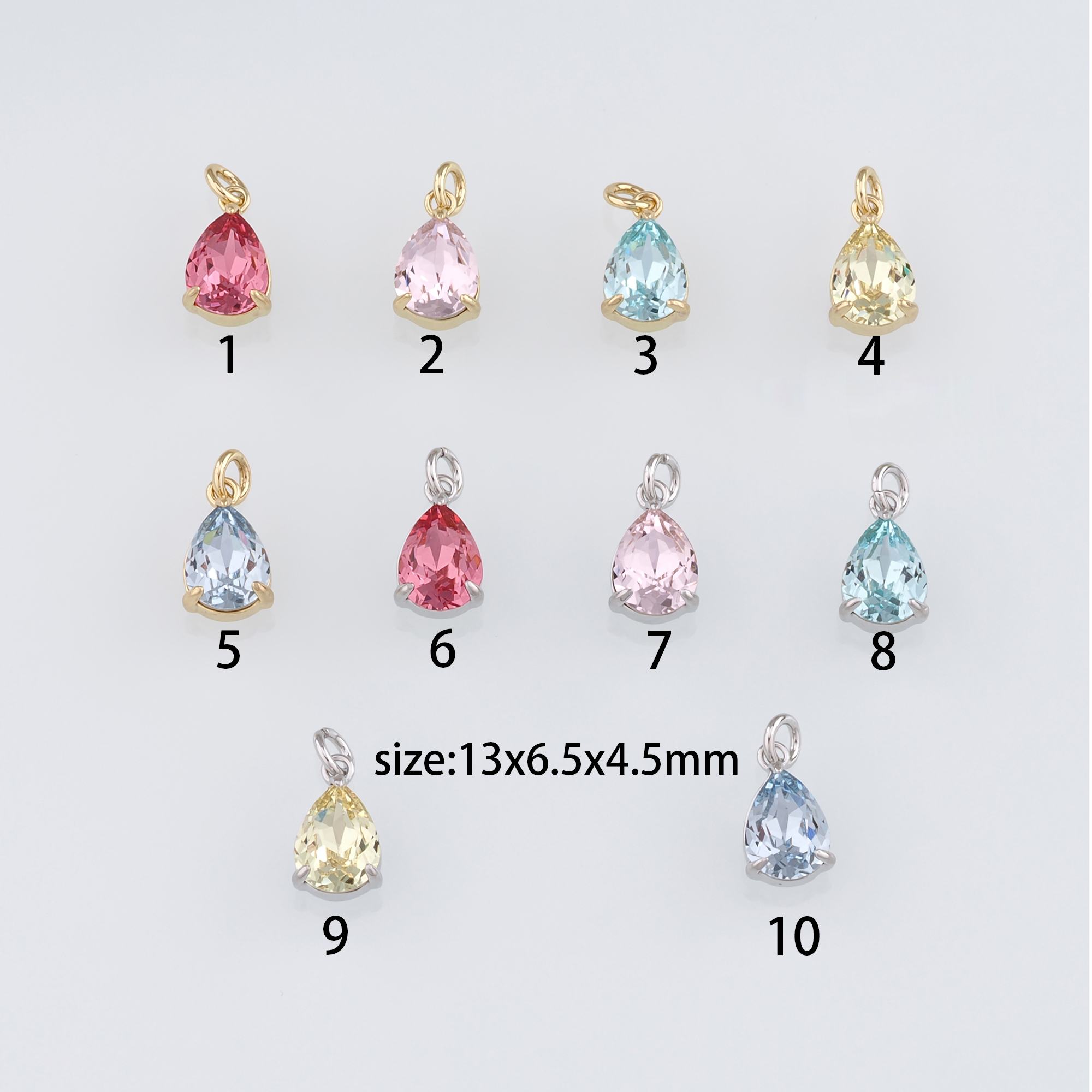 18K Gold Filled Teardrop Pendant,Crystal Water Drop Charm Earrings Necklace for DIY Jewelry Making Supply