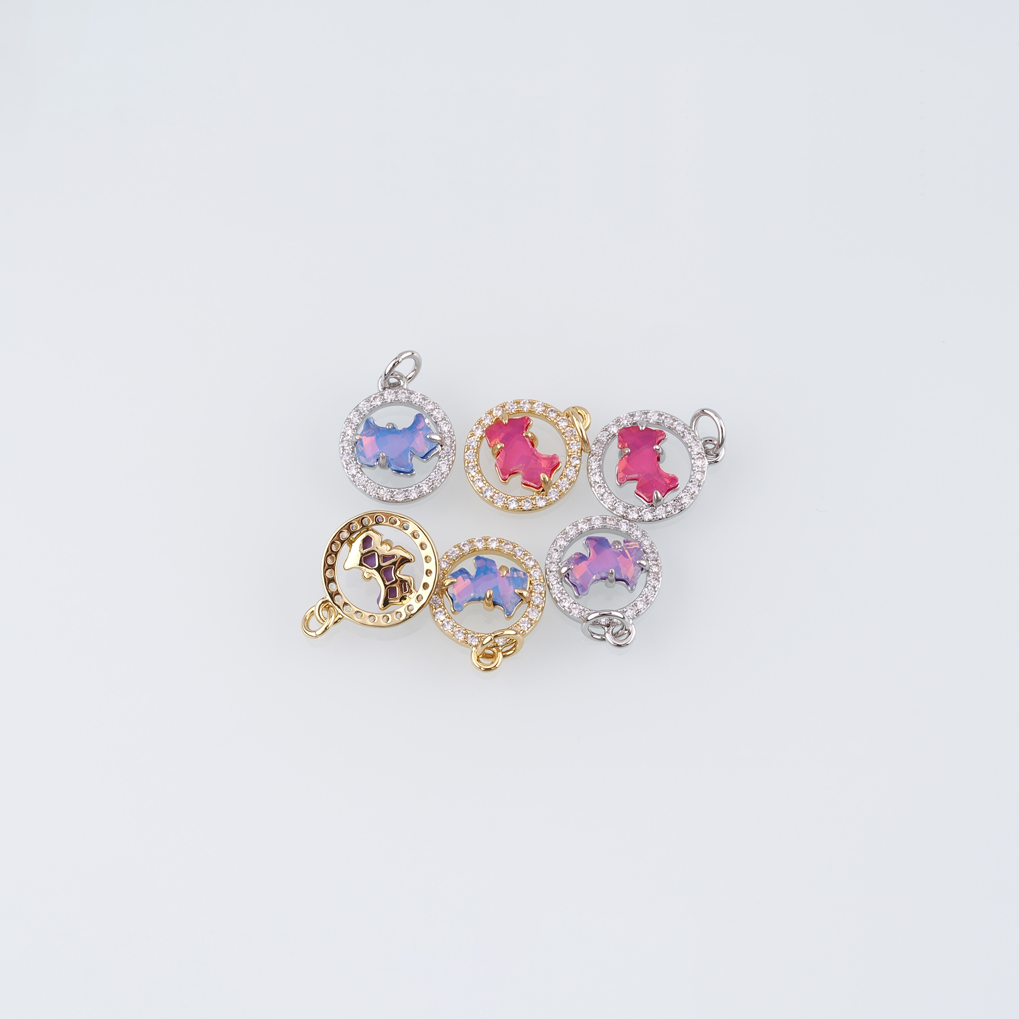 18K Gold Filled Dog Pendant,CZ Micro Pave Dog Chamr Earrings Necklace for DIY Jewelry Making Supply