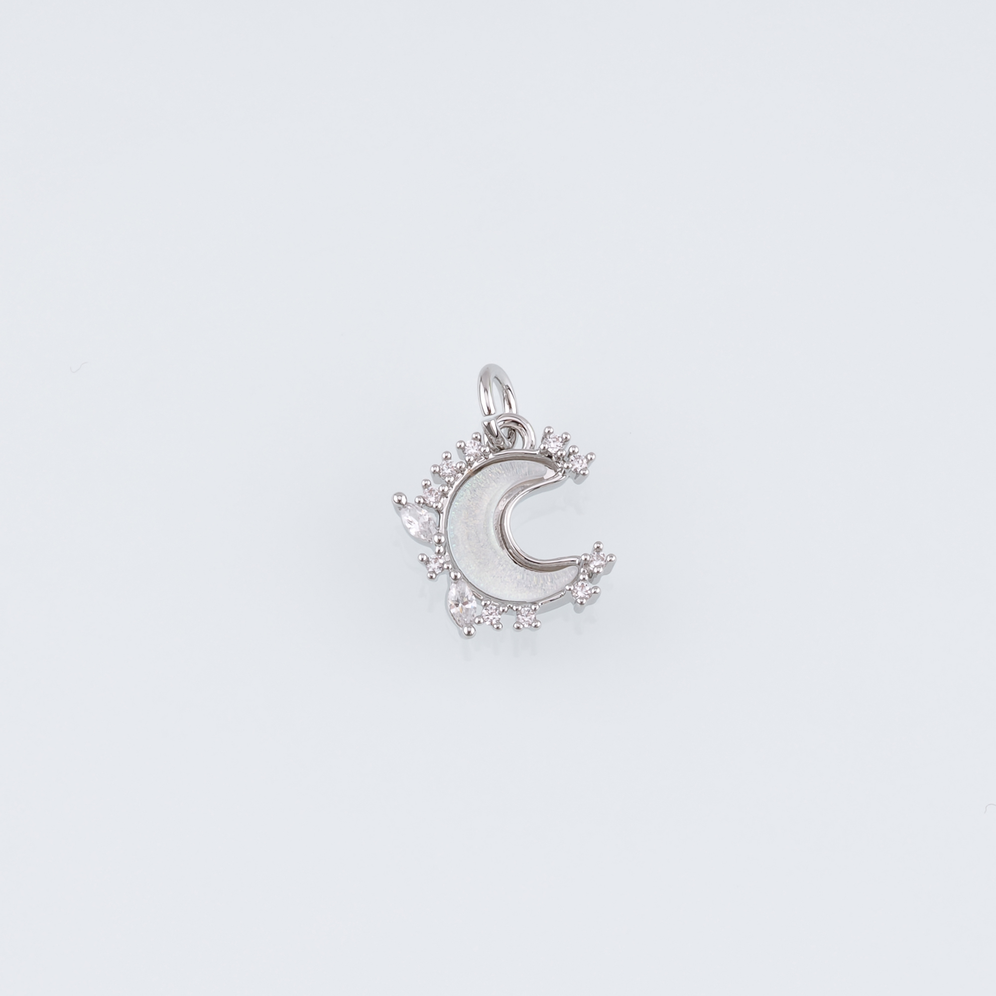 18K Gold Filled Moon Pendant,Celestial Charm,CZ Micro Pave Moon Earrings Necklace for DIY Jewelry Making Supply