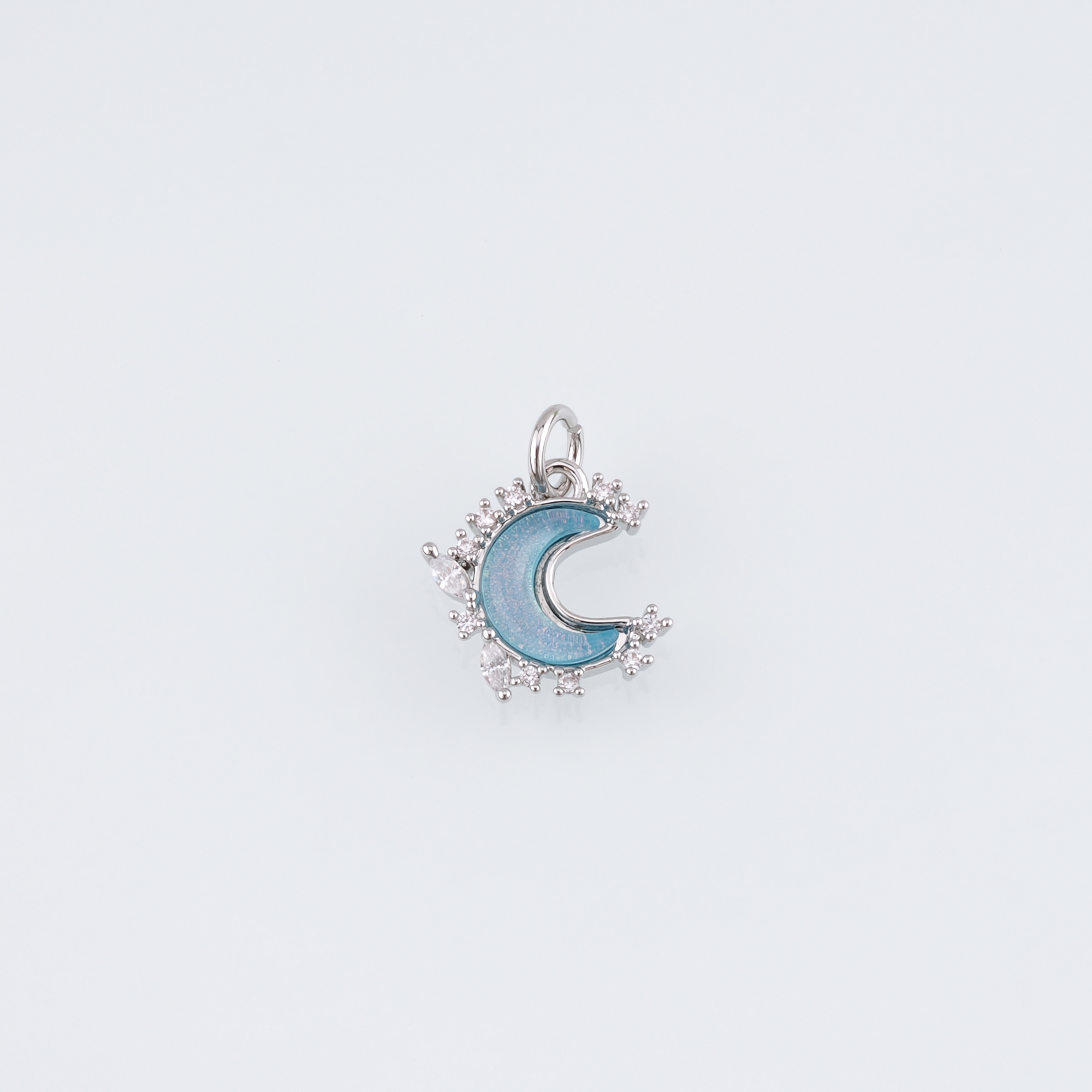 18K Gold Filled Moon Pendant,Celestial Charm,CZ Micro Pave Moon Earrings Necklace for DIY Jewelry Making Supply