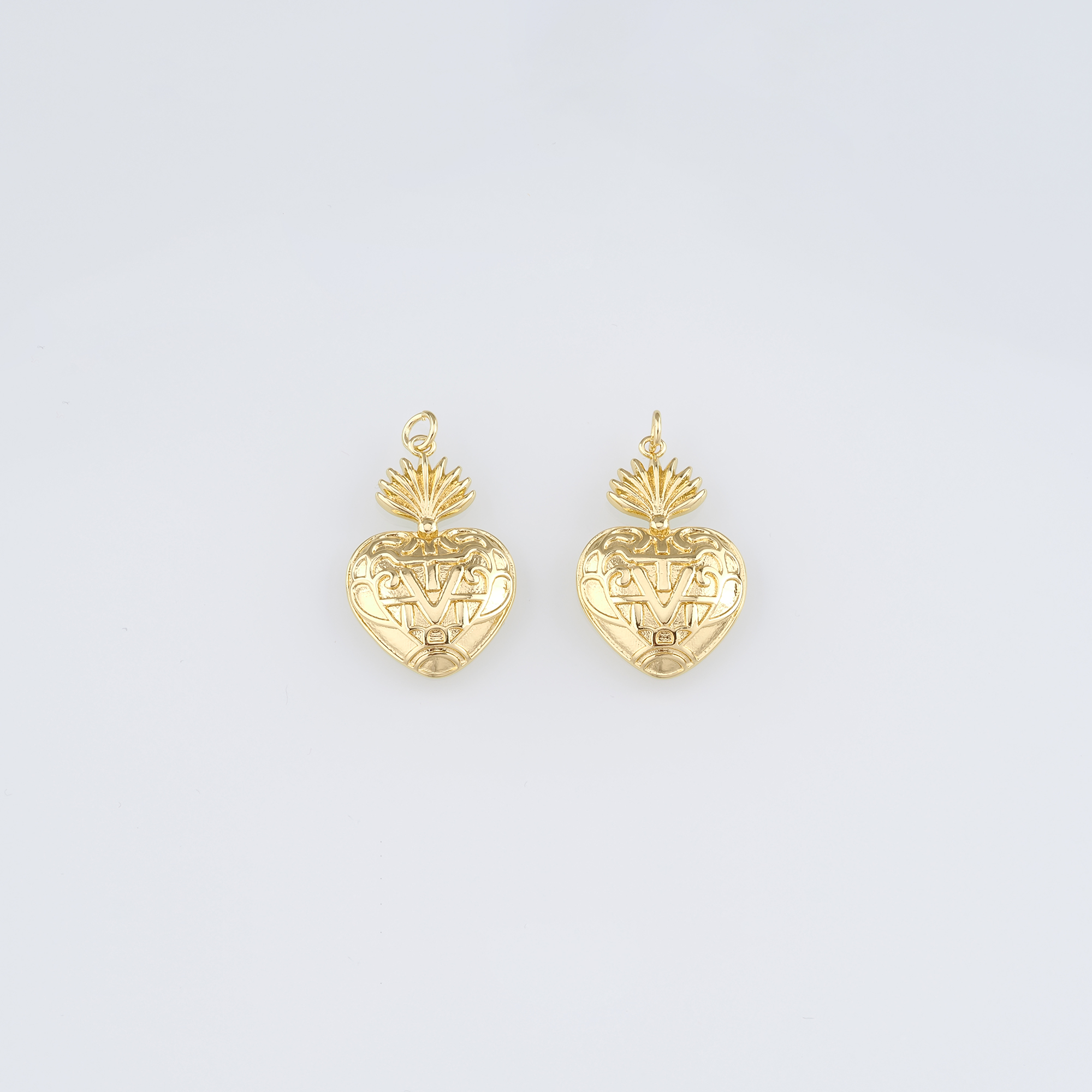 18K Gold Filled Sacred Heart Pendant,Dainty Sacred Heart Charm Earrings Necklace for DIY Jewelry Making Supply