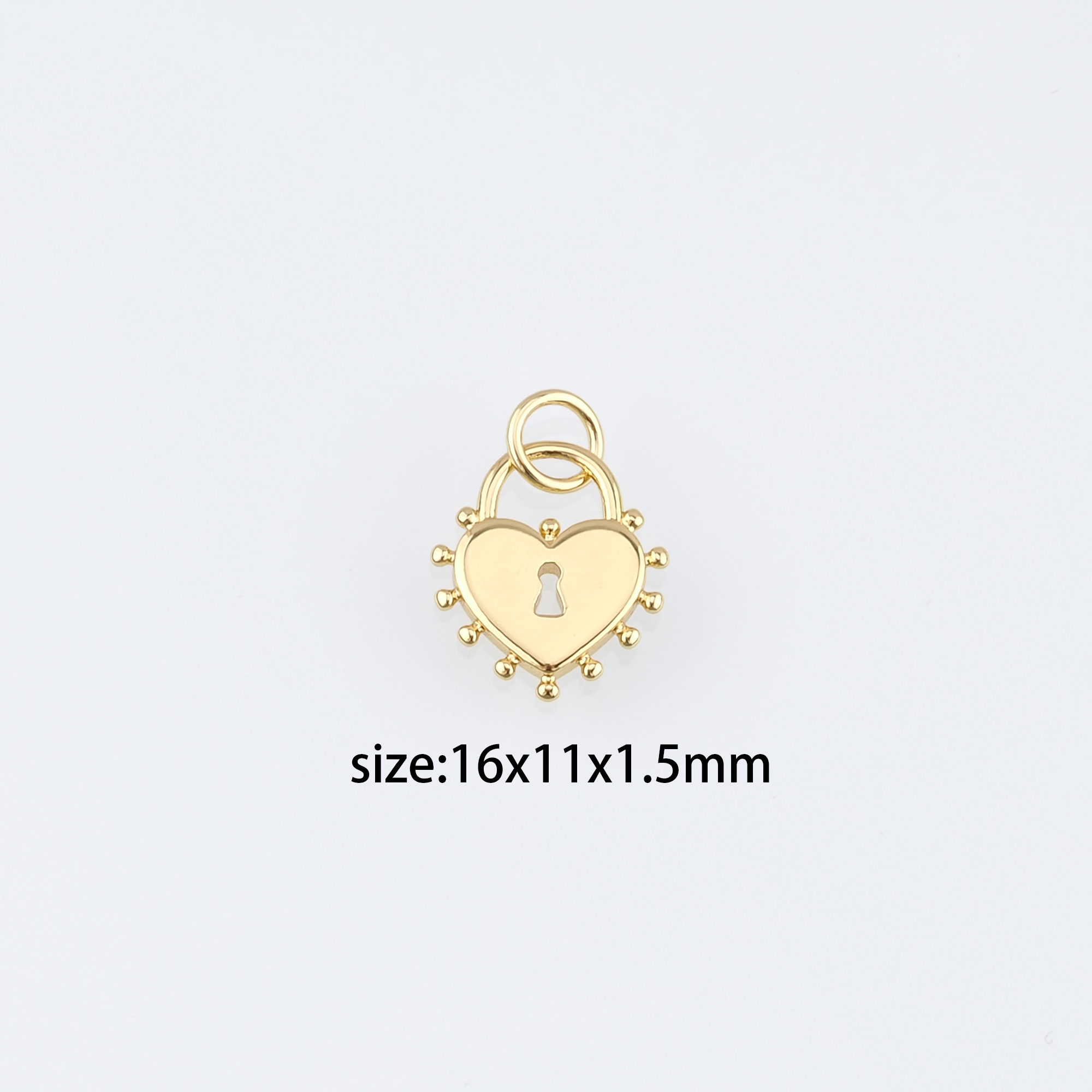 18K Gold Filled Heart Lock Pendant,Dainty Heart Lock Charm Earrings Necklace for DIY Jewelry Making Supply