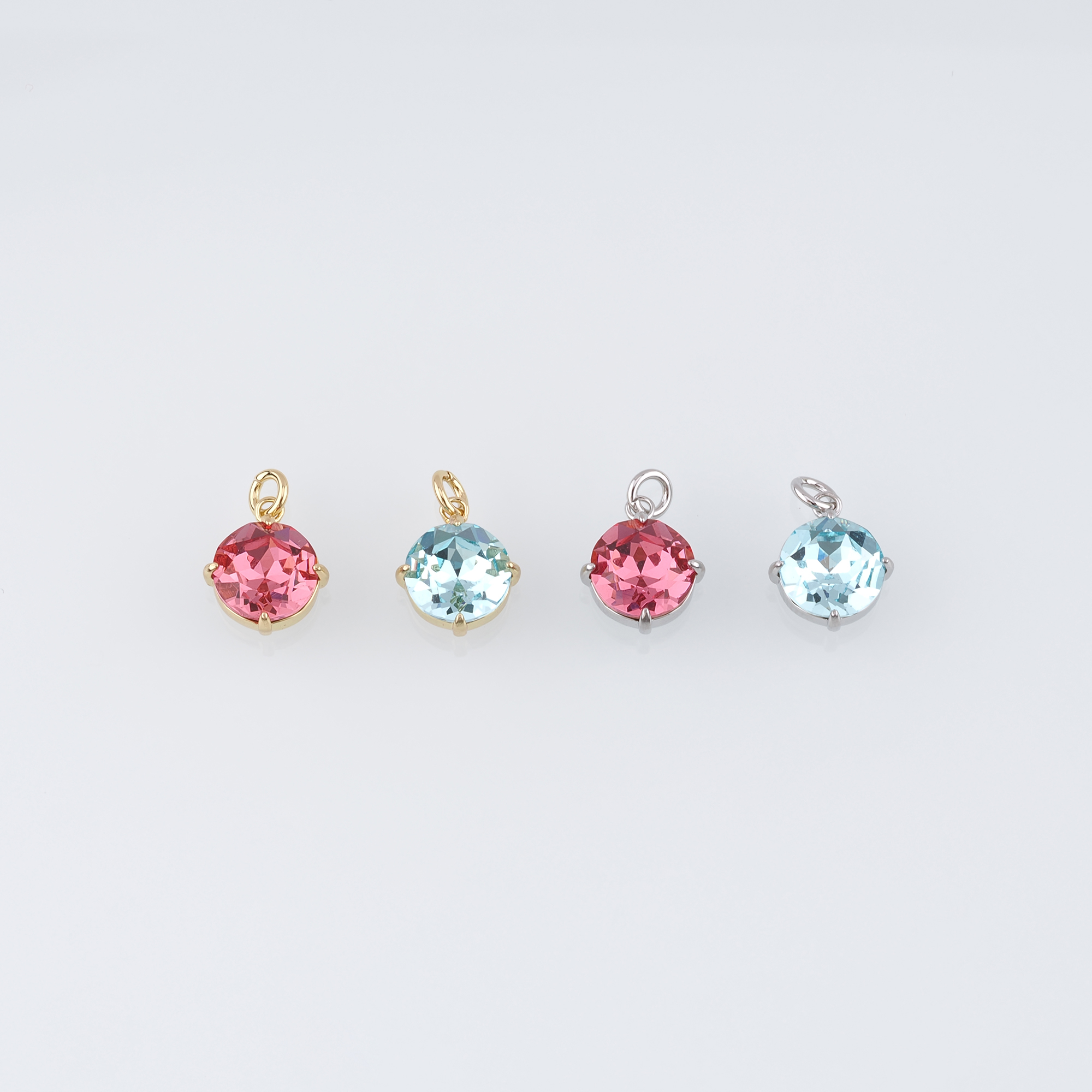 18K Gold Filled Round Pendant,Crystal Round Earrings Necklace for DIY Jewelry Making Supply